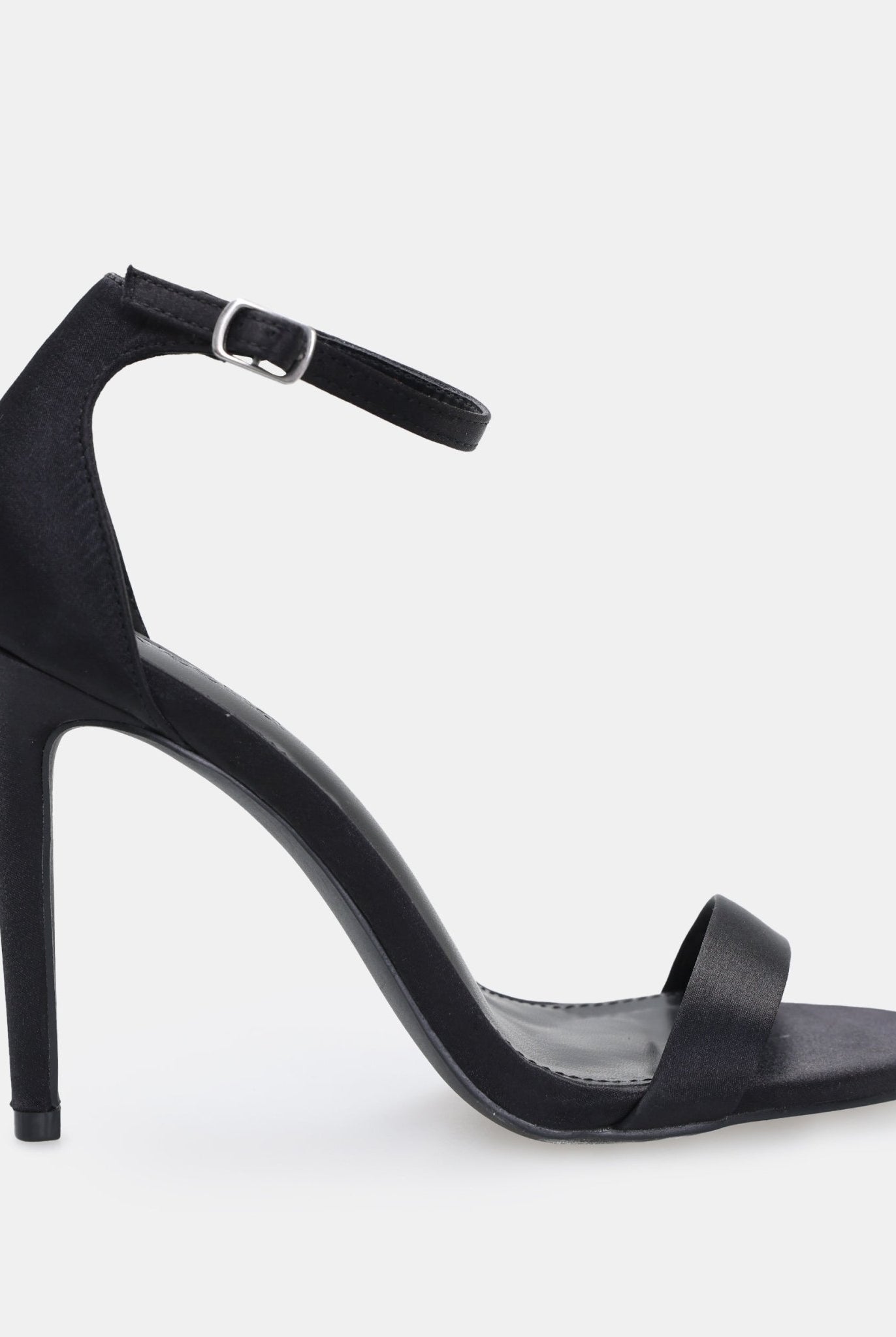 Black Satin High Heel Sandals - shopaleena