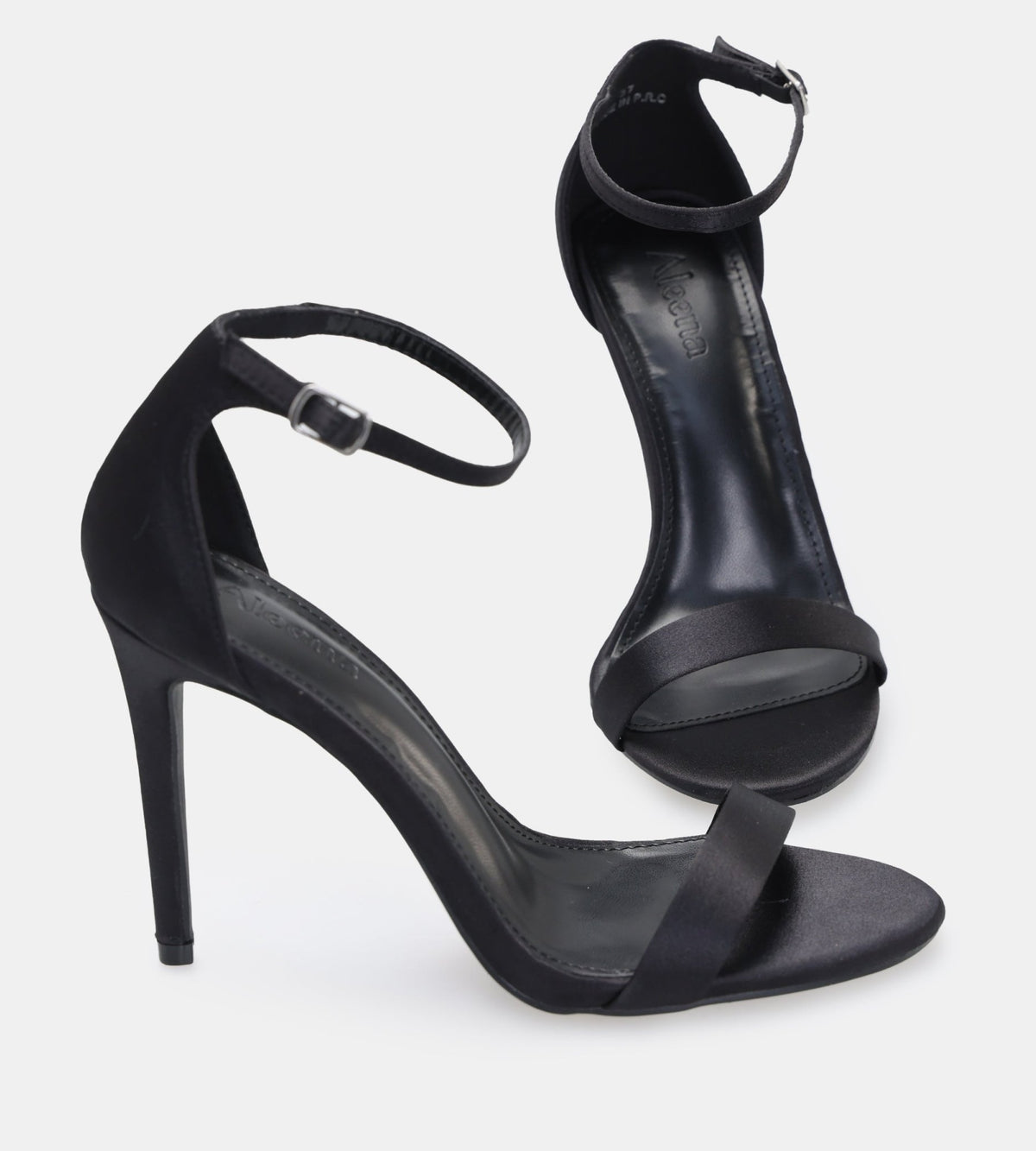 Black Satin High Heel Sandals - shopaleena