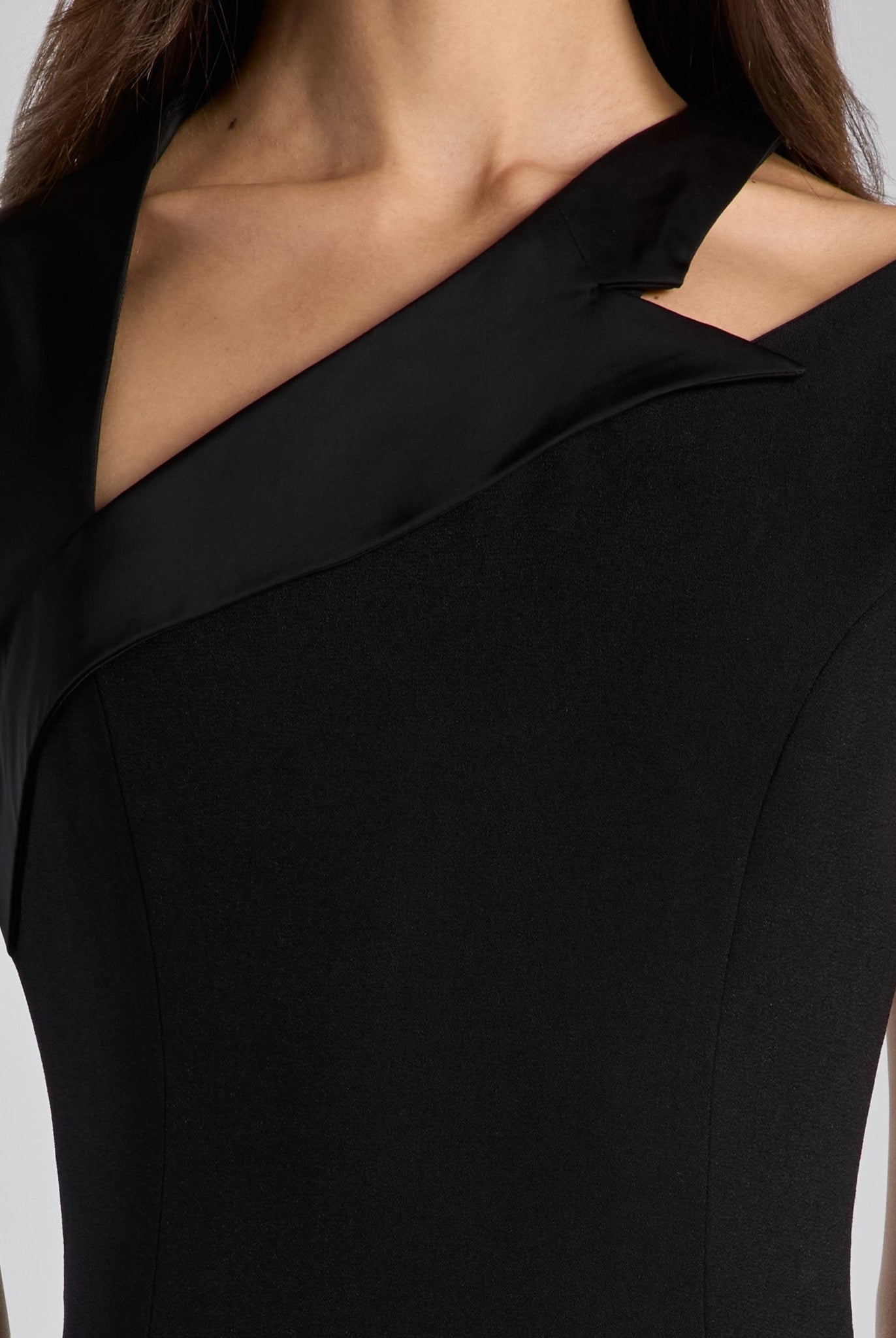 Black Satin - Trimmed Crepe Maxi Dress - shopaleena