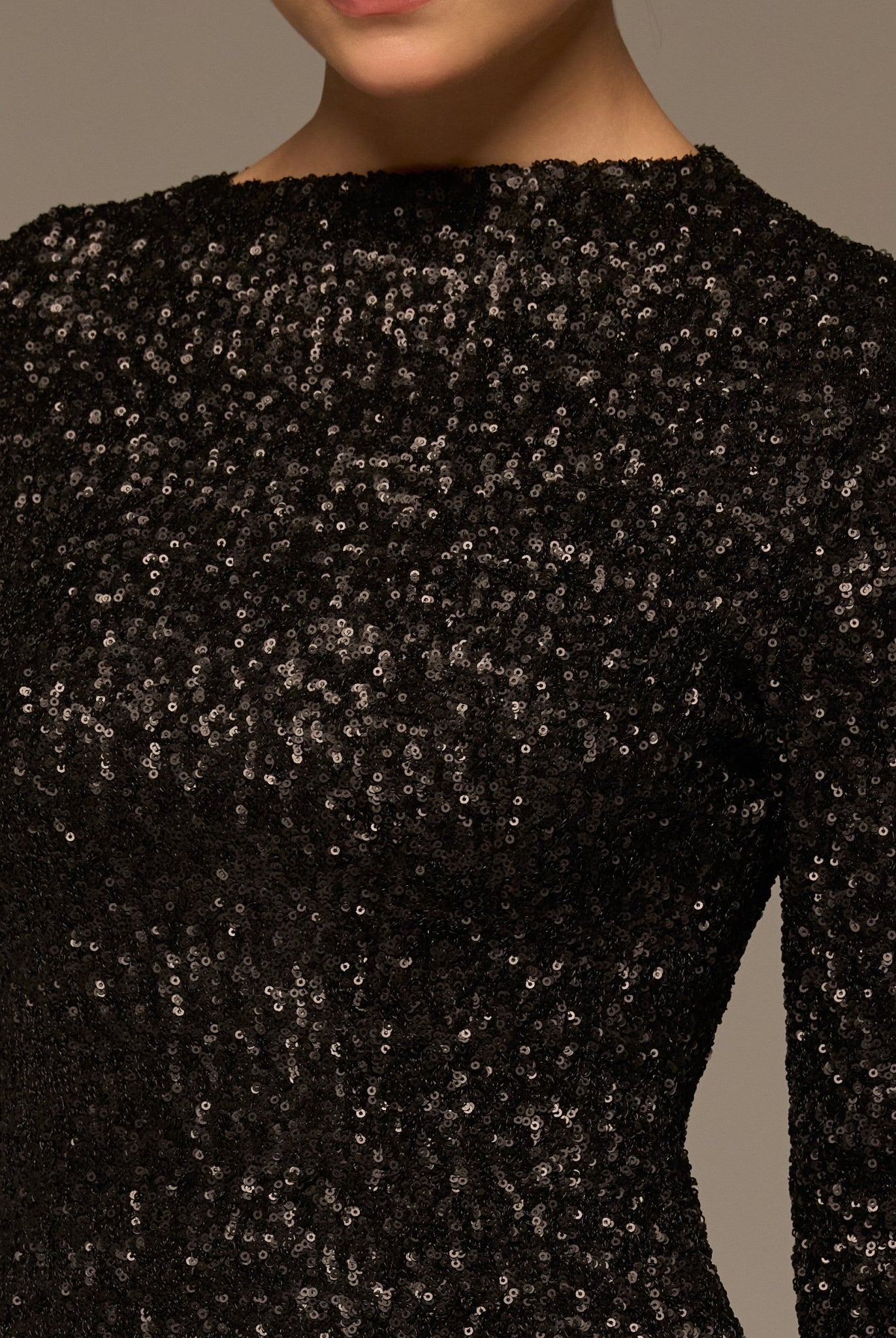 Black Sequin & Cotton Poplin Midi Dress - shopaleena