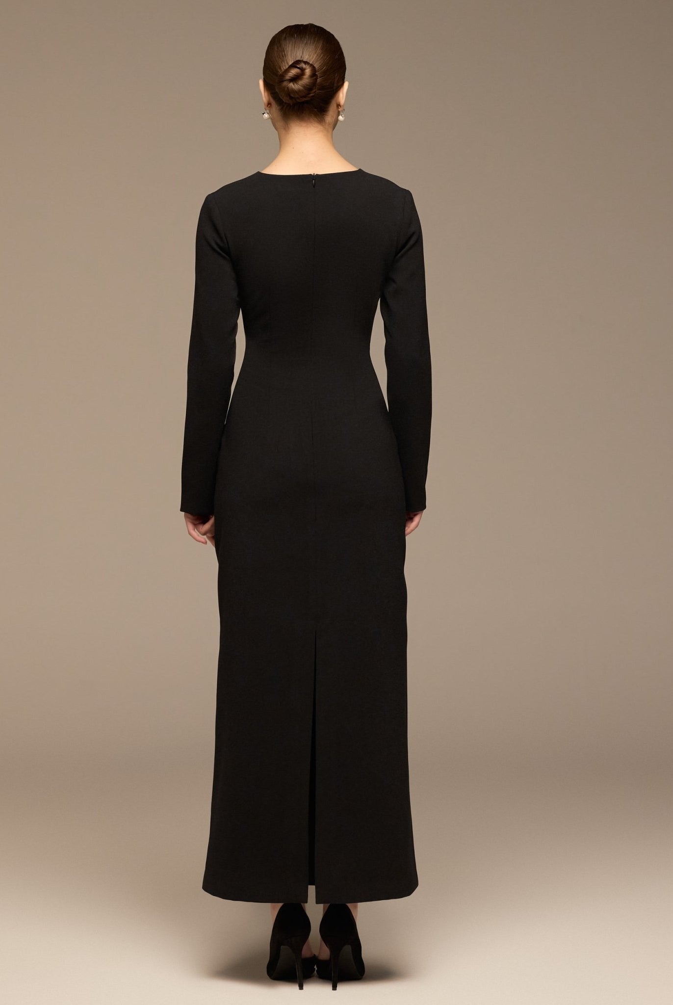 Black Sequined Crepe Maxi Dress - shopaleena