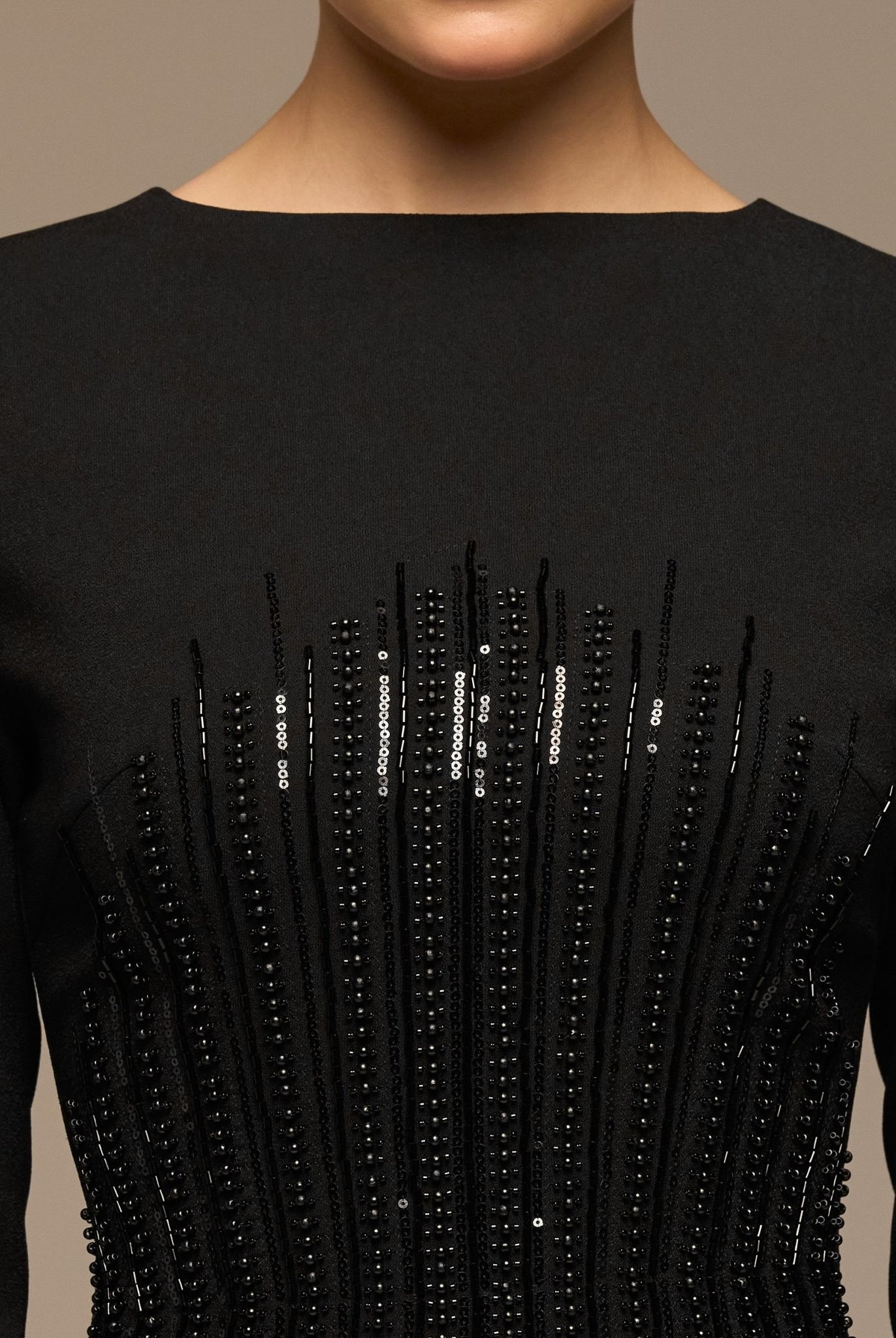 Black Sequined Crepe Maxi Dress - shopaleena