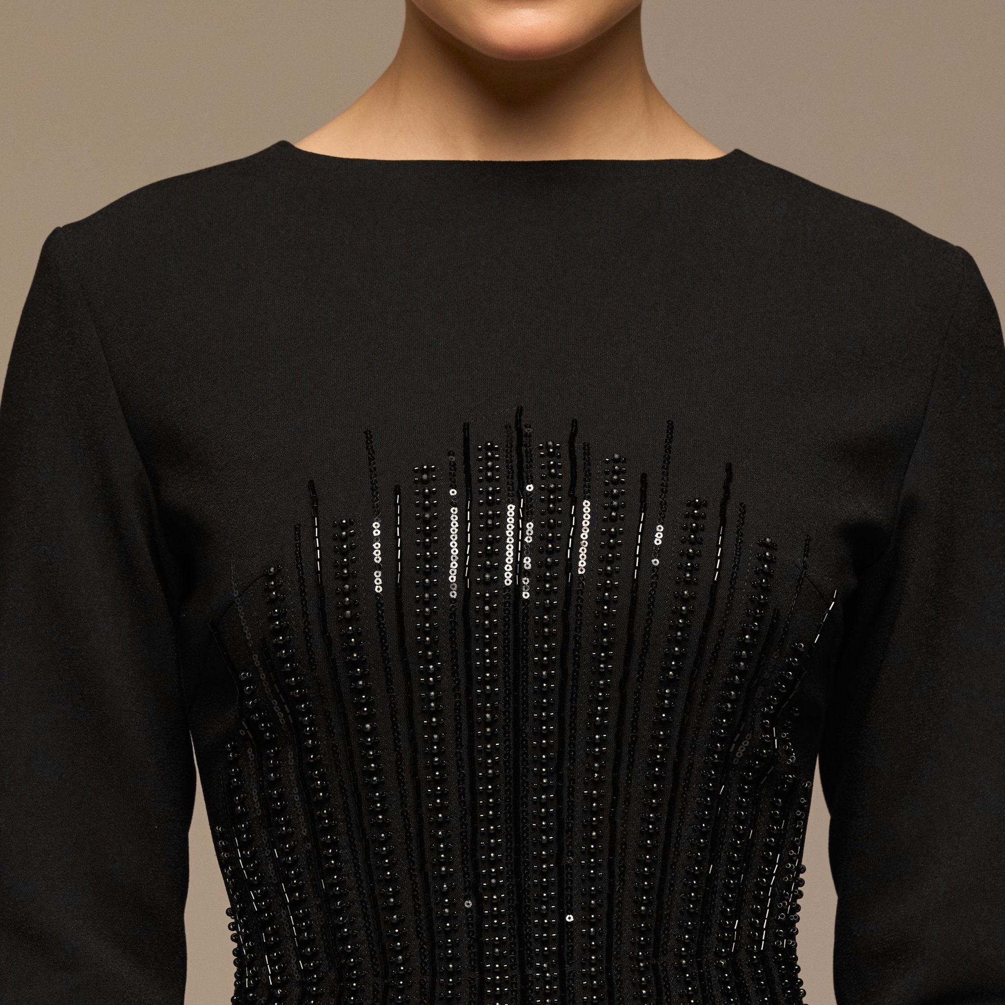 Black Sequined Crepe Maxi Dress - shopaleena