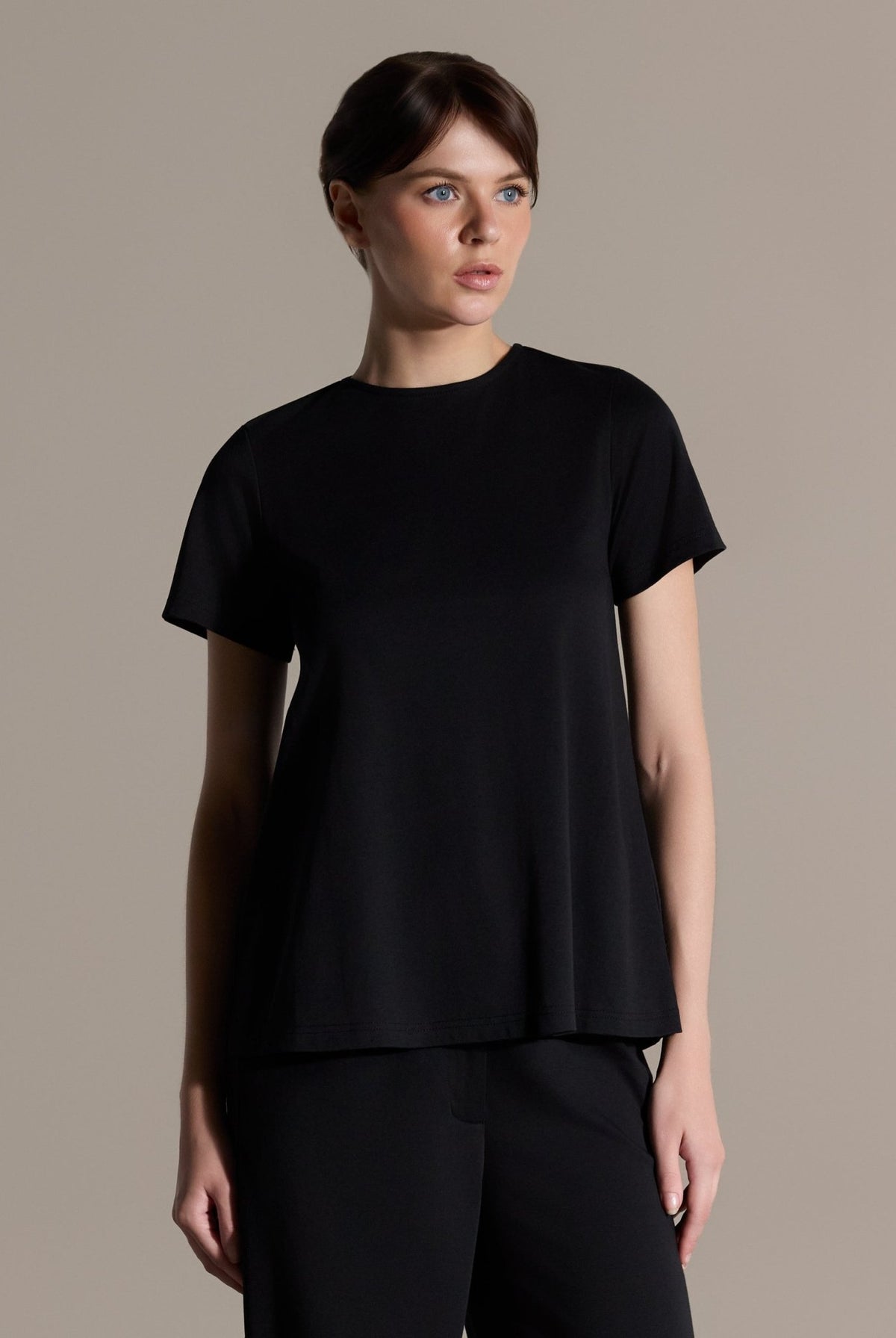 Black Short Sleeve Top & Wide Leg Pants Set - shopaleena