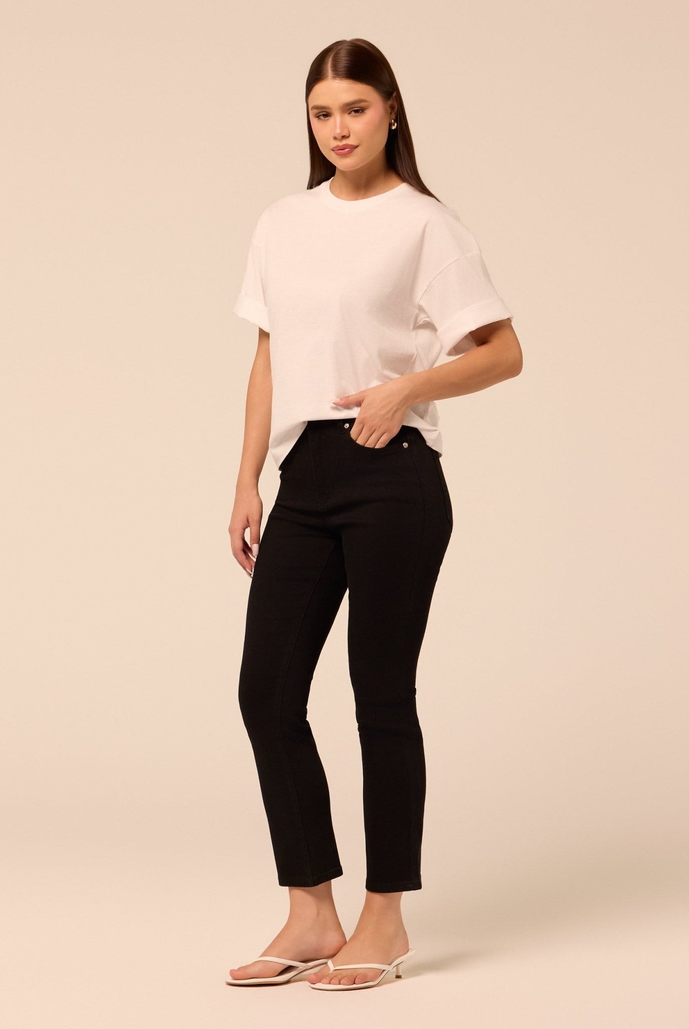 Black Straight Leg Jeans - shopaleena