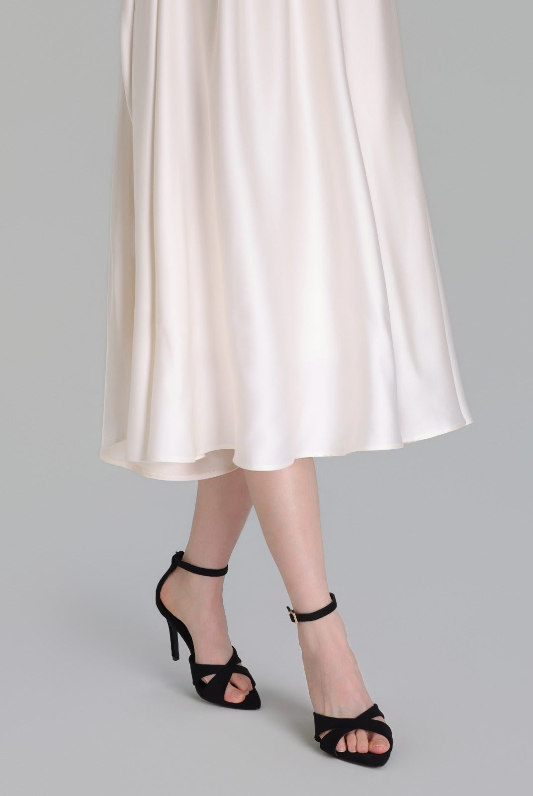 Black Suede Cross - Strap High Heel Sandals - shopaleena