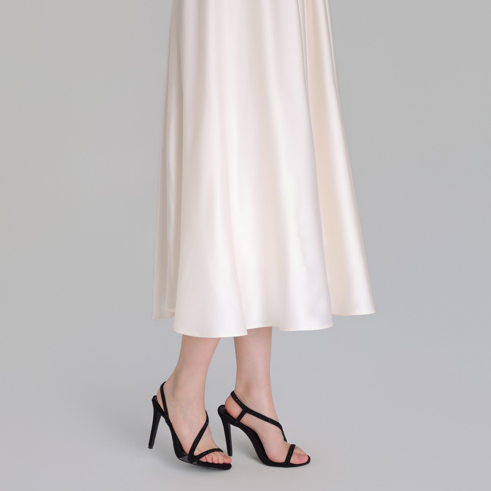 Black Suede Crystal High Heel Sandals - shopaleena