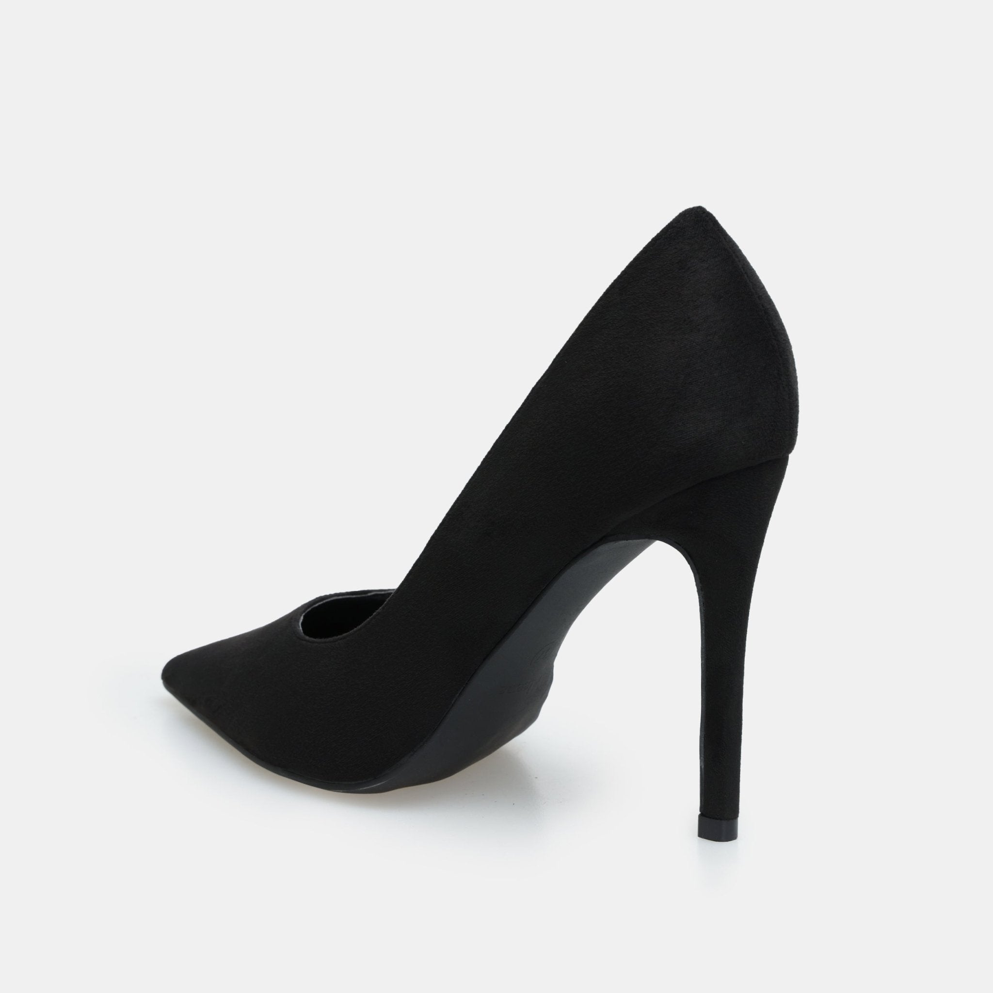 Black Suede Pointed Toe Pumps - shopaleena