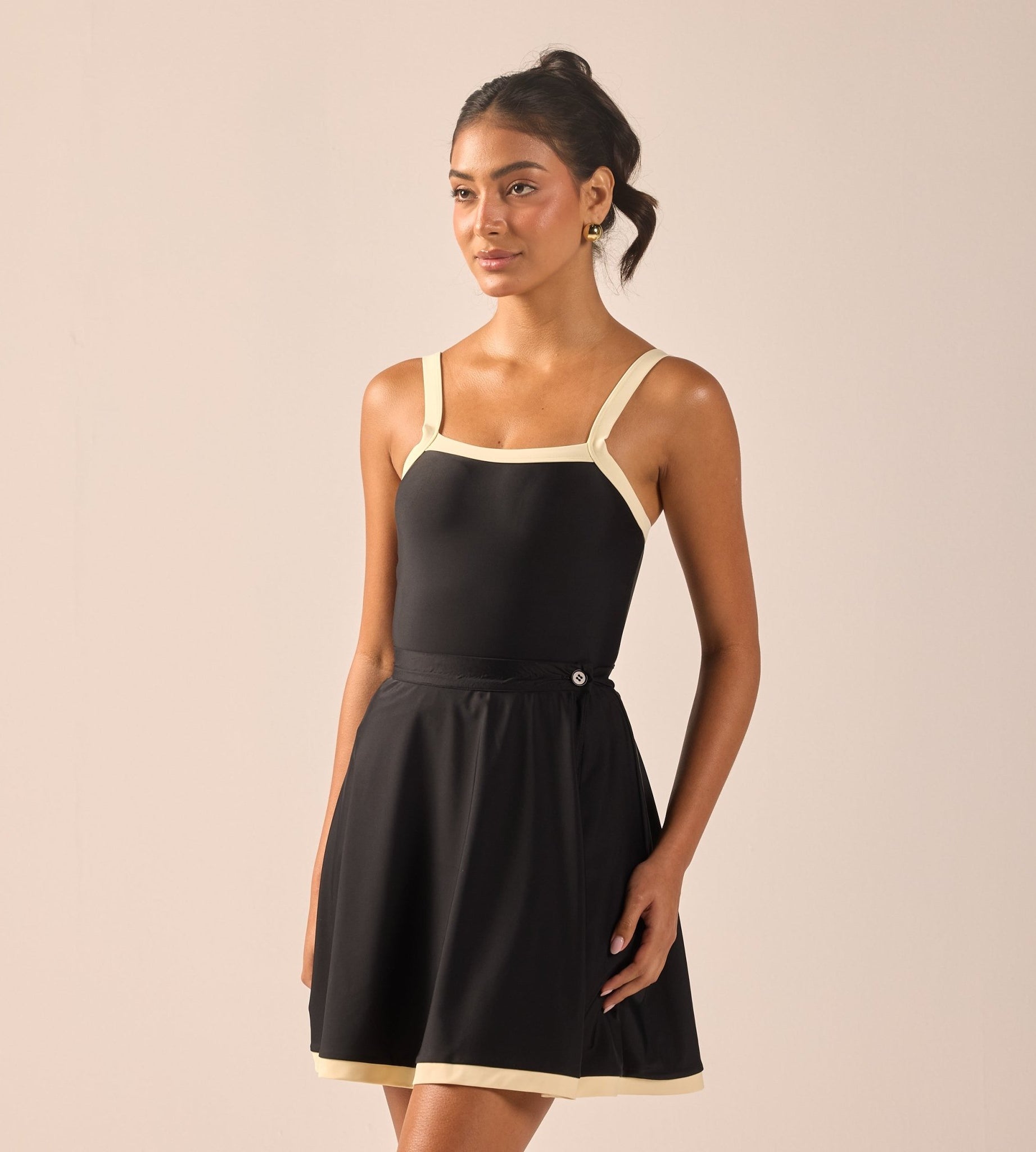 Black Swim Skirt with Yellow Trim - shopaleena