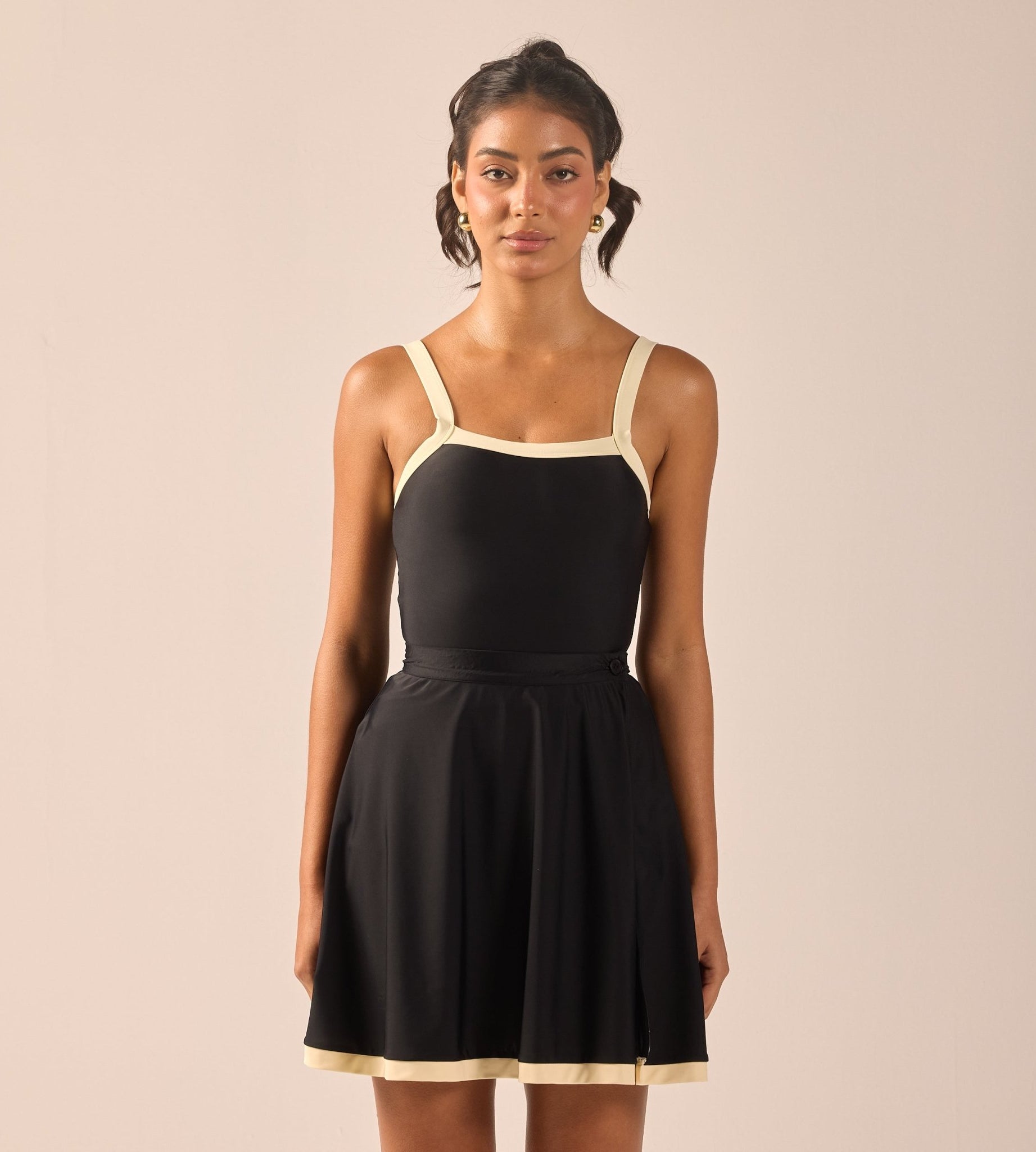 Black Swim Skirt with Yellow Trim - shopaleena