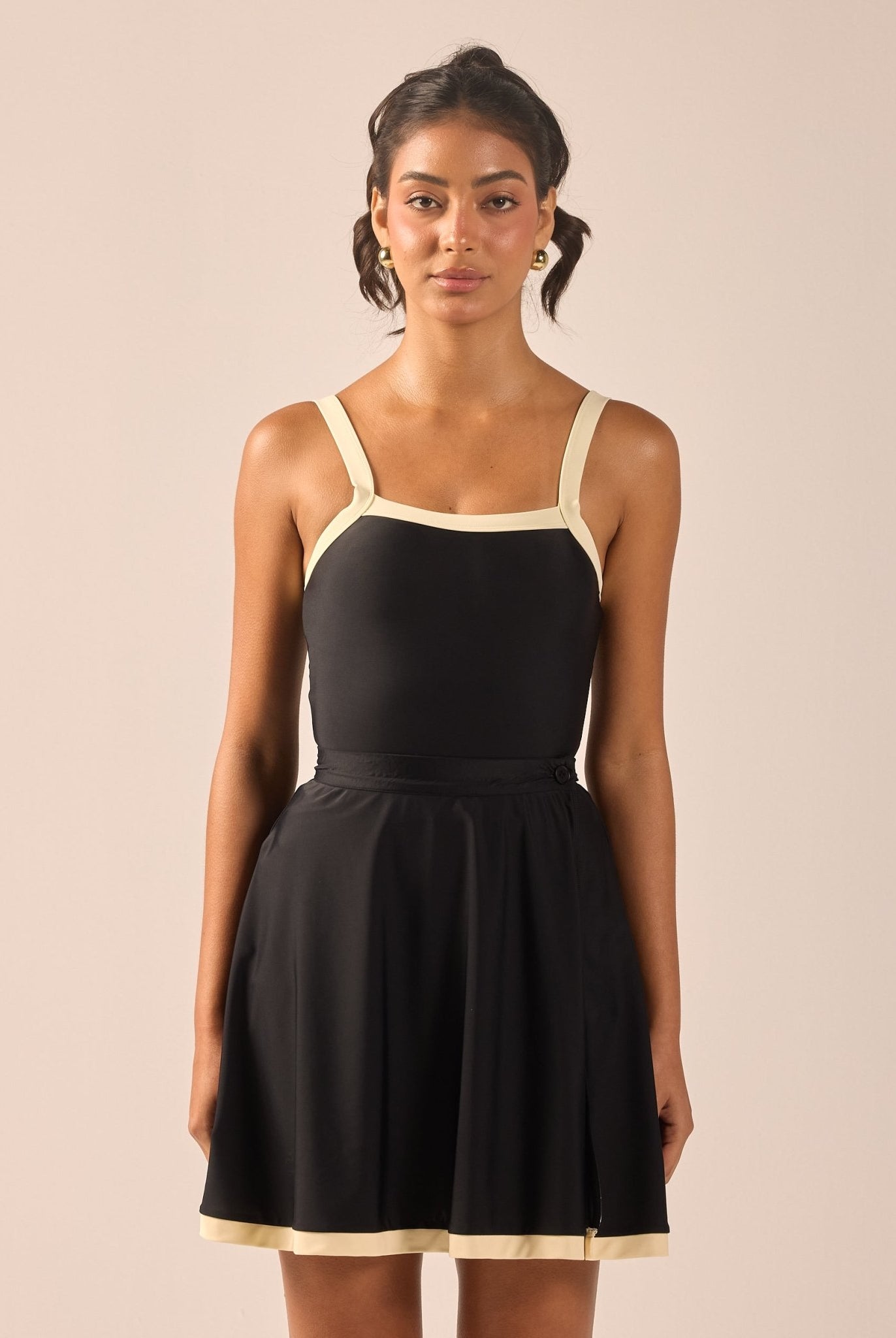 Black Swim Skirt with Yellow Trim - shopaleena