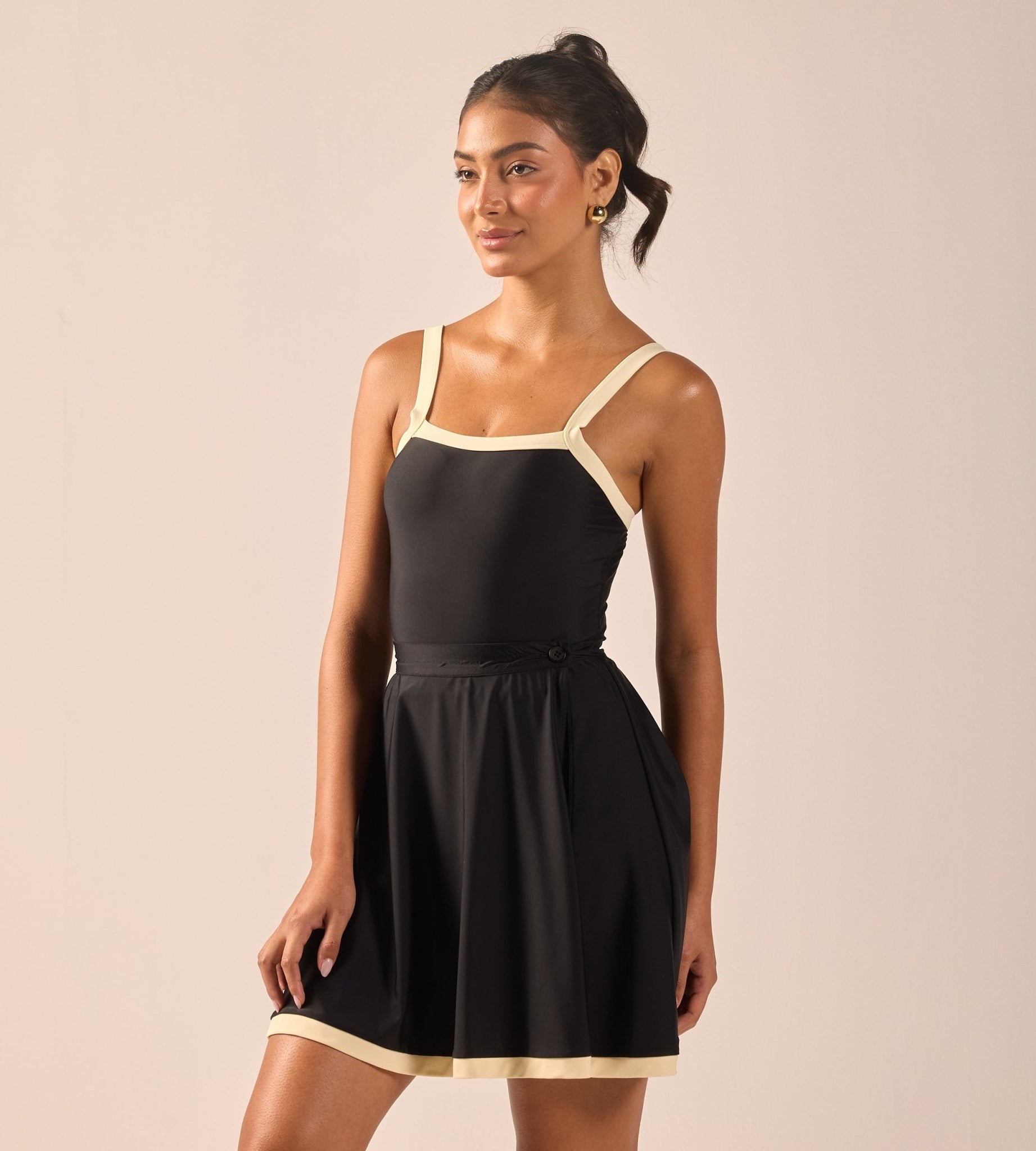 Black Swim Skirt with Yellow Trim - shopaleena