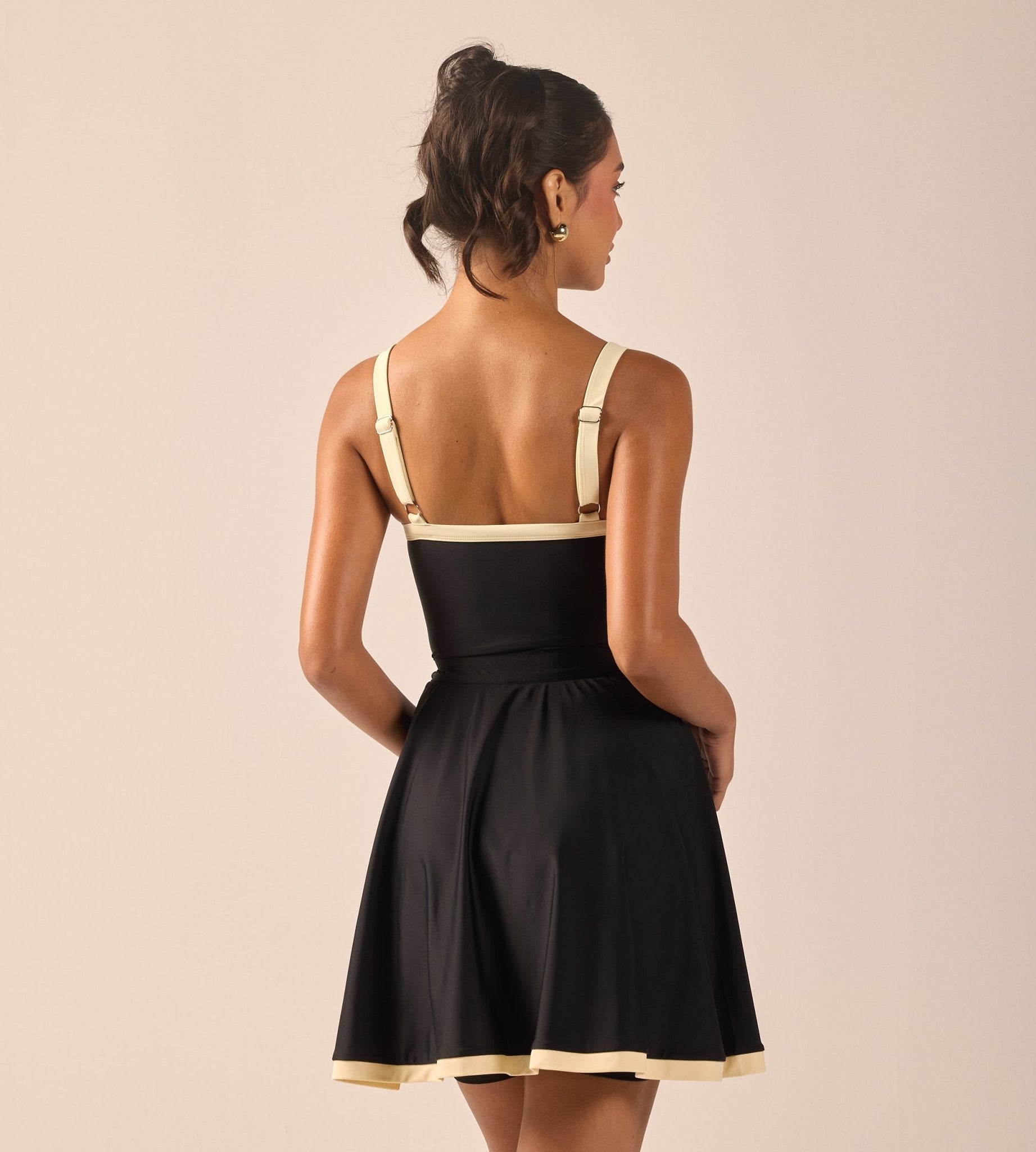 Black Swim Skirt with Yellow Trim - shopaleena