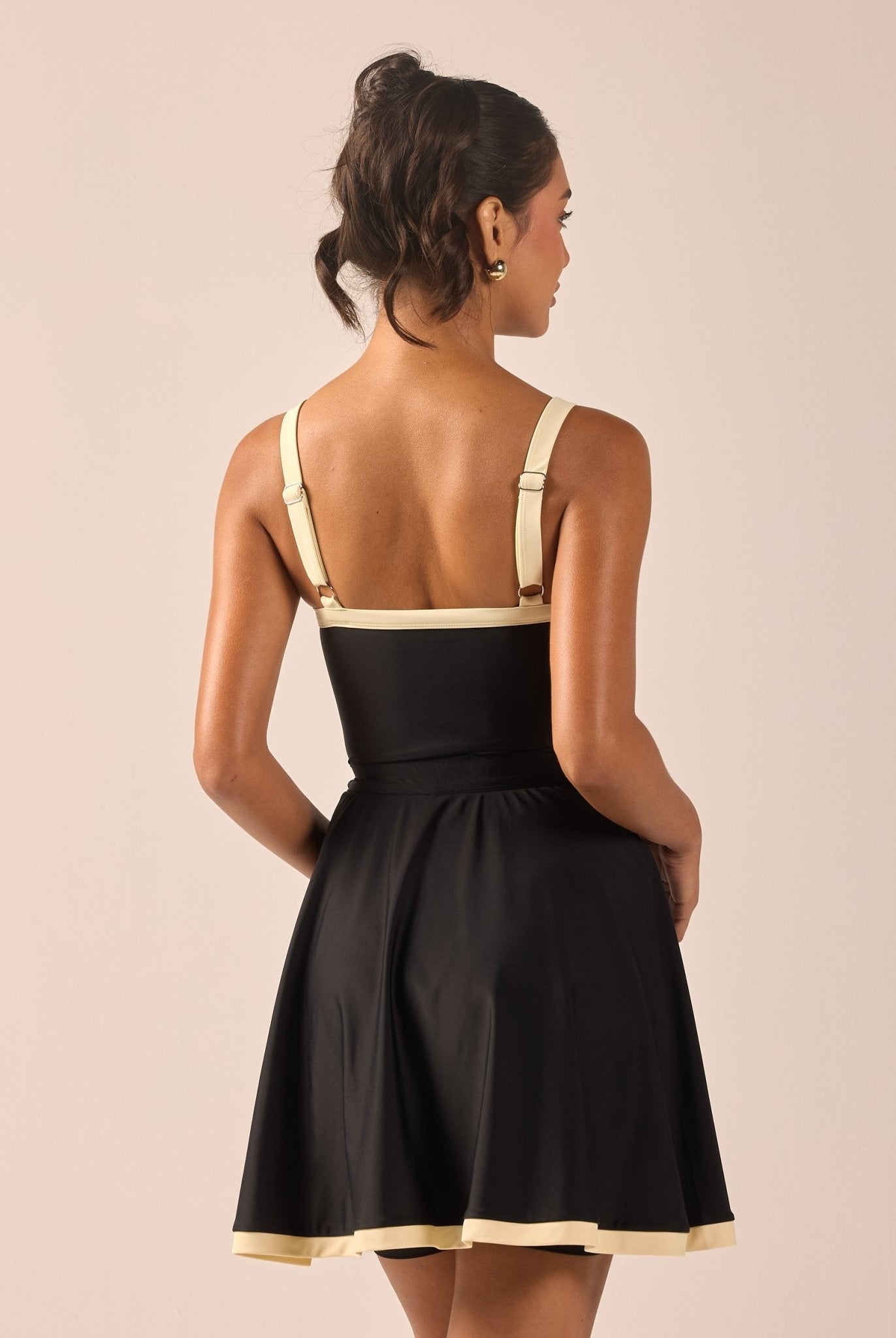 Black Swim Skirt with Yellow Trim - shopaleena