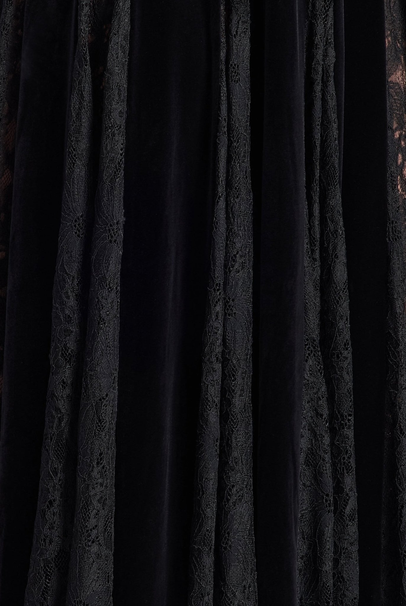 Black Turtleneck Velvet Dress with Lace Godets - shopaleena