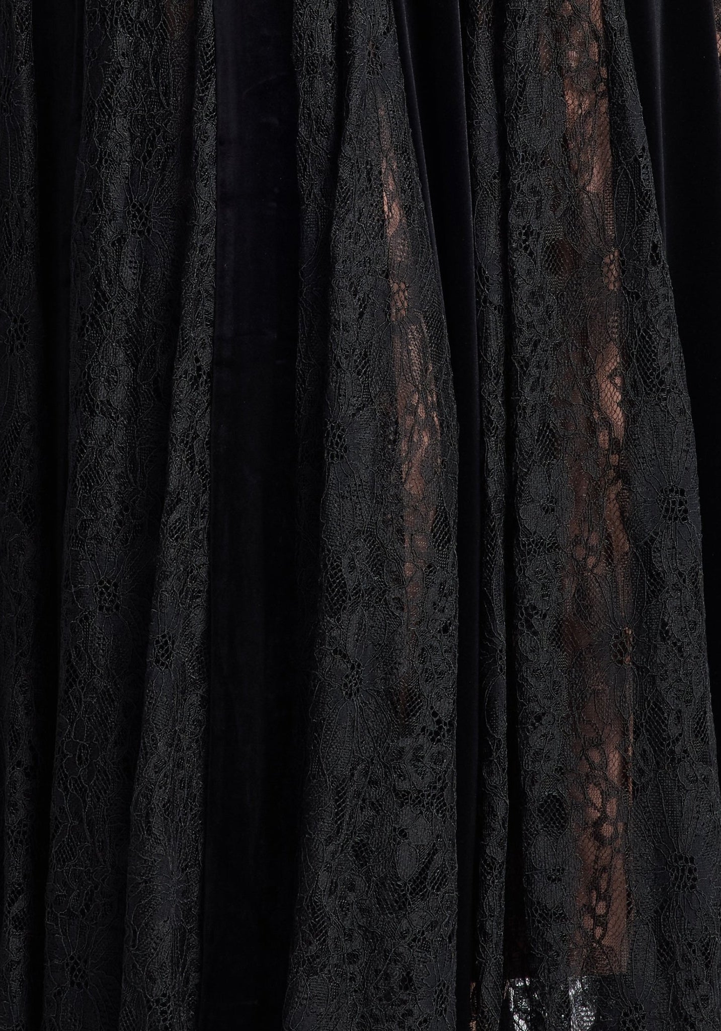 Black Velvet Maxi Dress with Lace Godets - shopaleena
