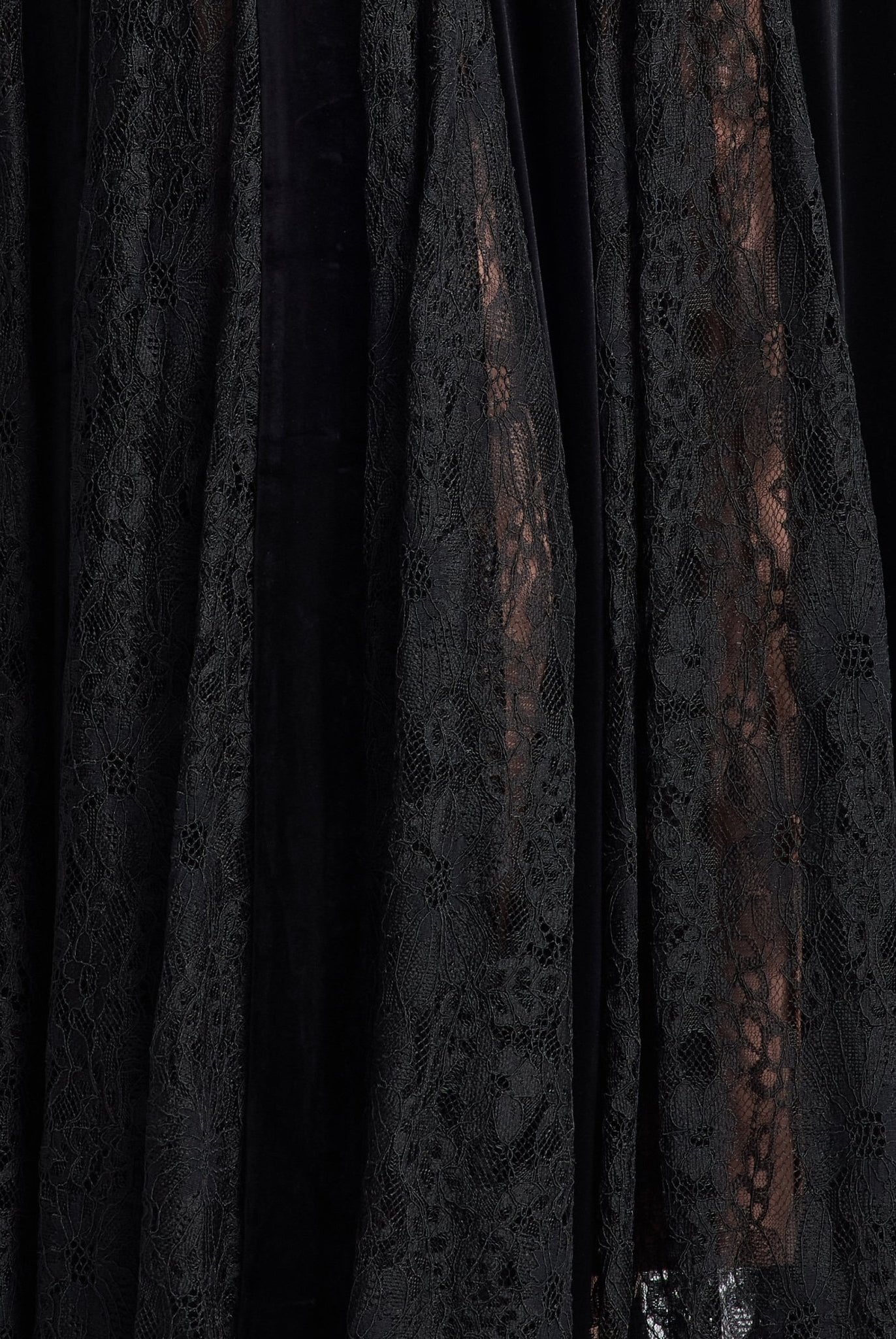 Black Velvet Maxi Dress with Lace Godets - shopaleena