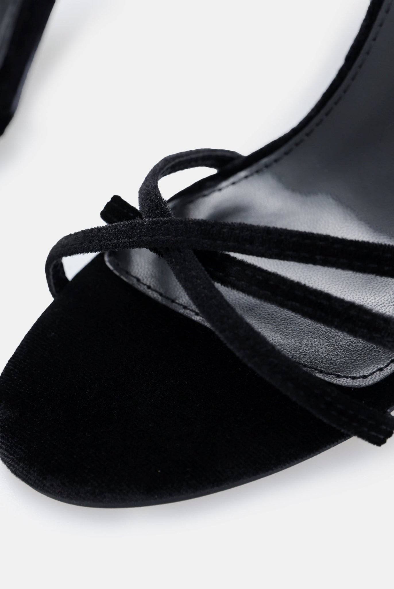 Black Velvet Strappy High Heel Sandals - shopaleena