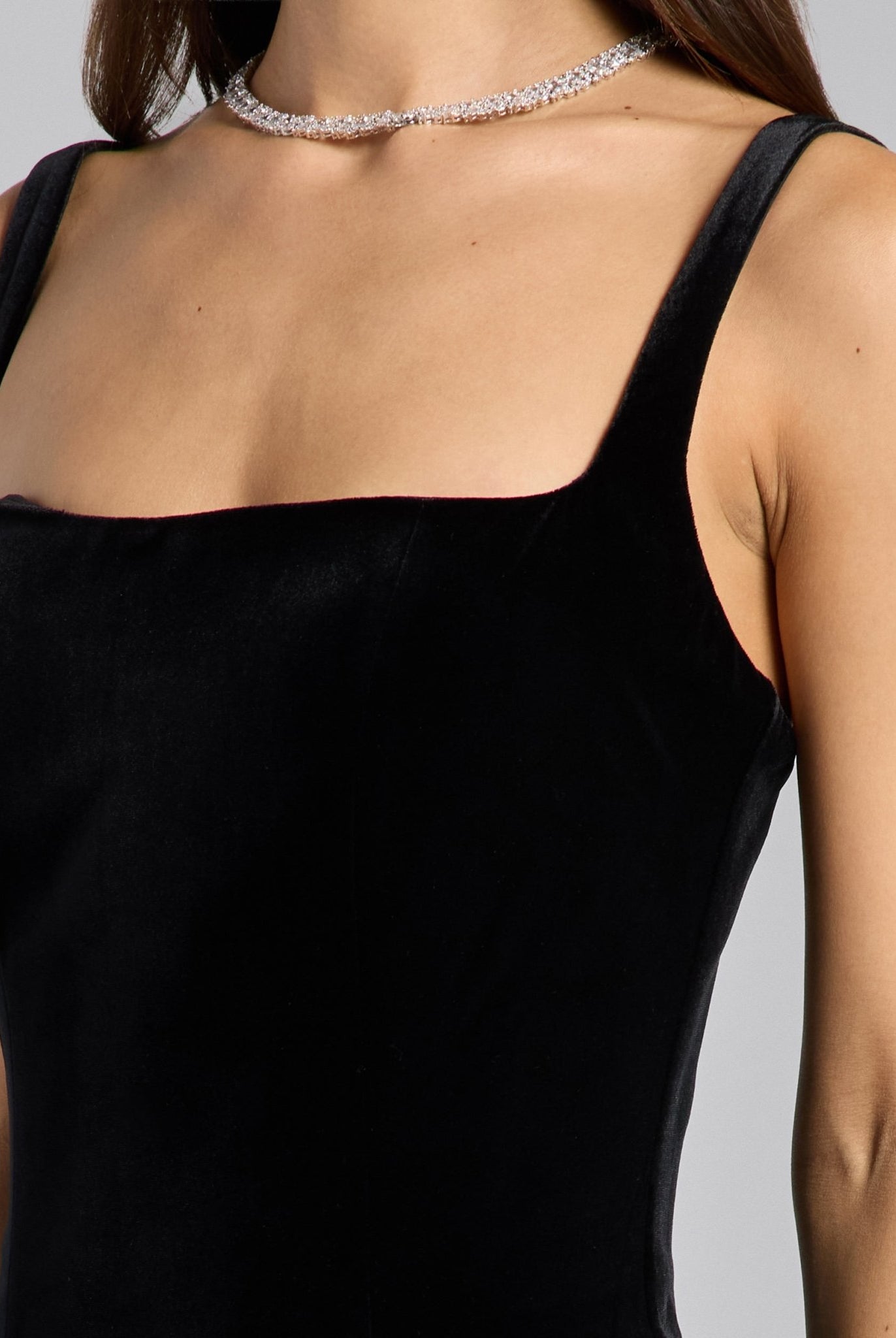 Black Velvet Voluminous Skirt Gown - shopaleena