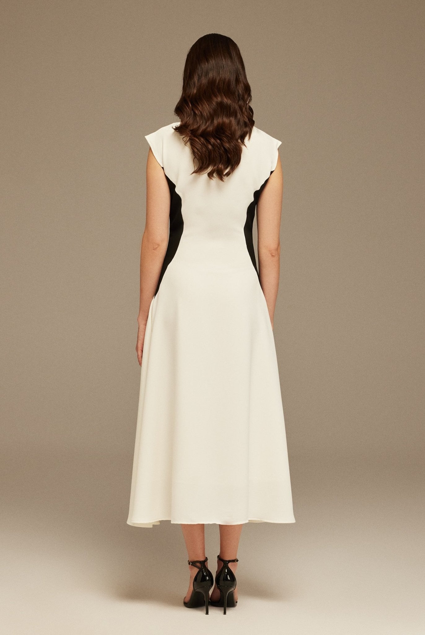 Black & White Boatneck design with flared Skirt - shopaleena