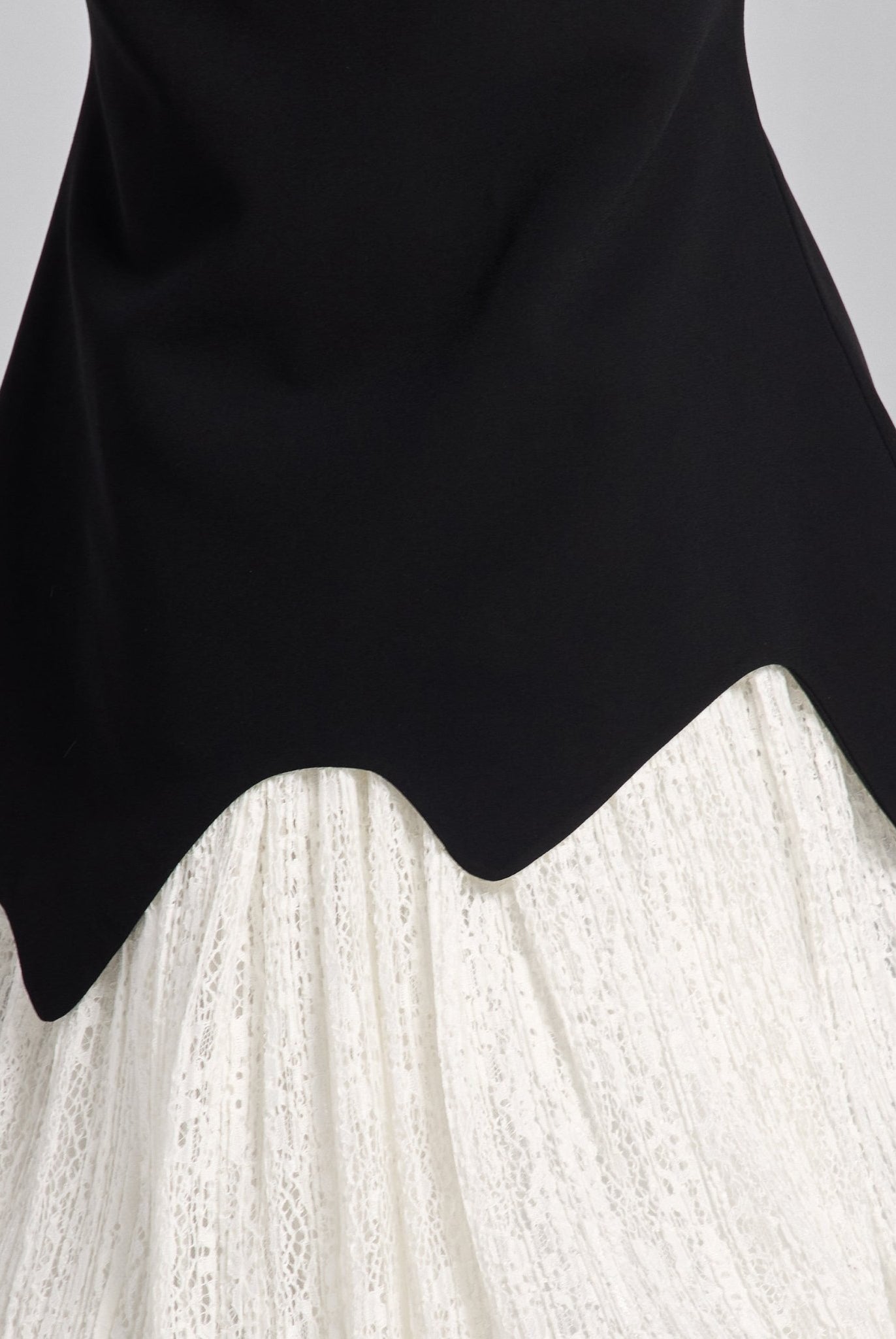 Black & White Crepe - Lace Mermaid Gown - shopaleena