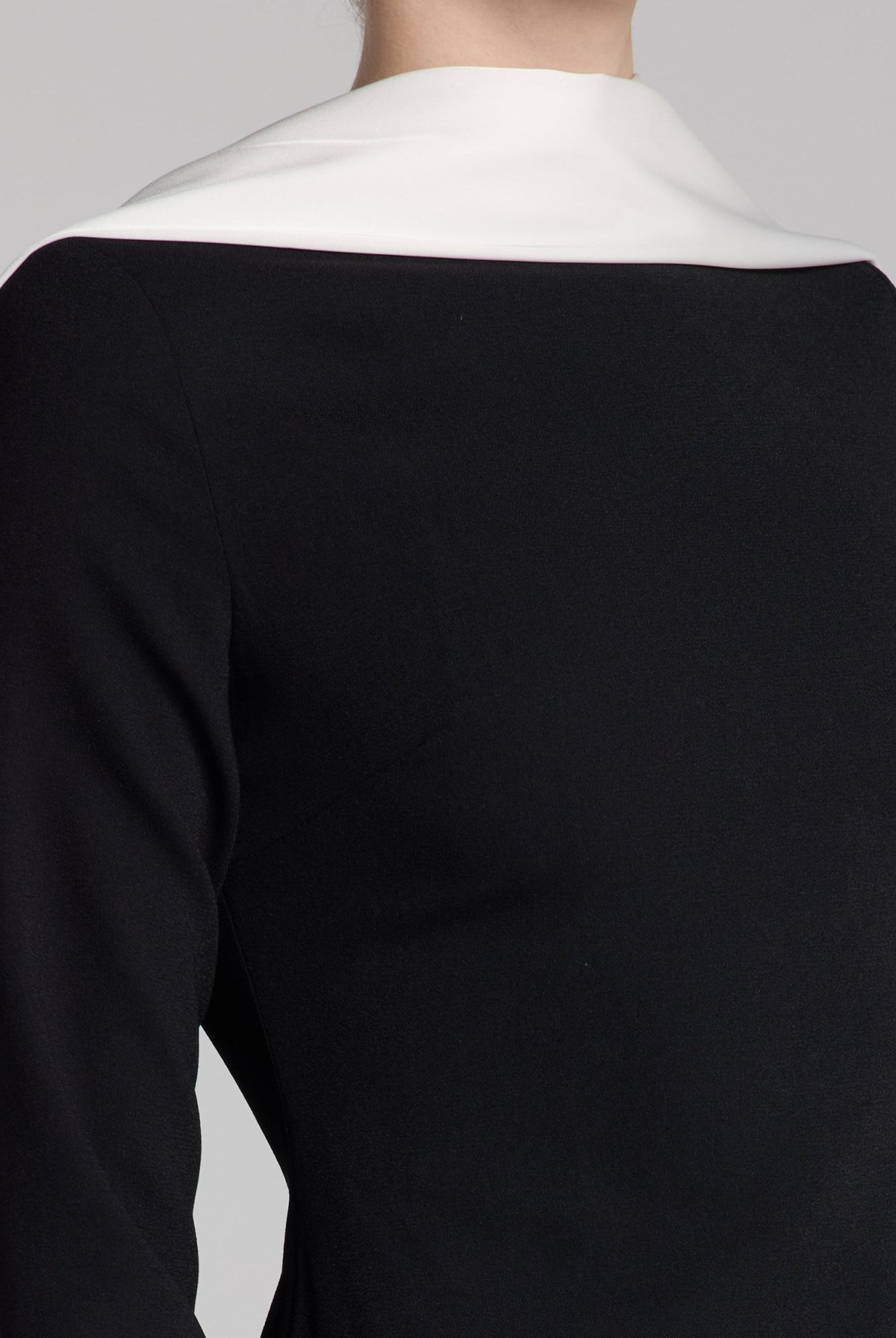 Black & White Draped Crepe Dress - shopaleena