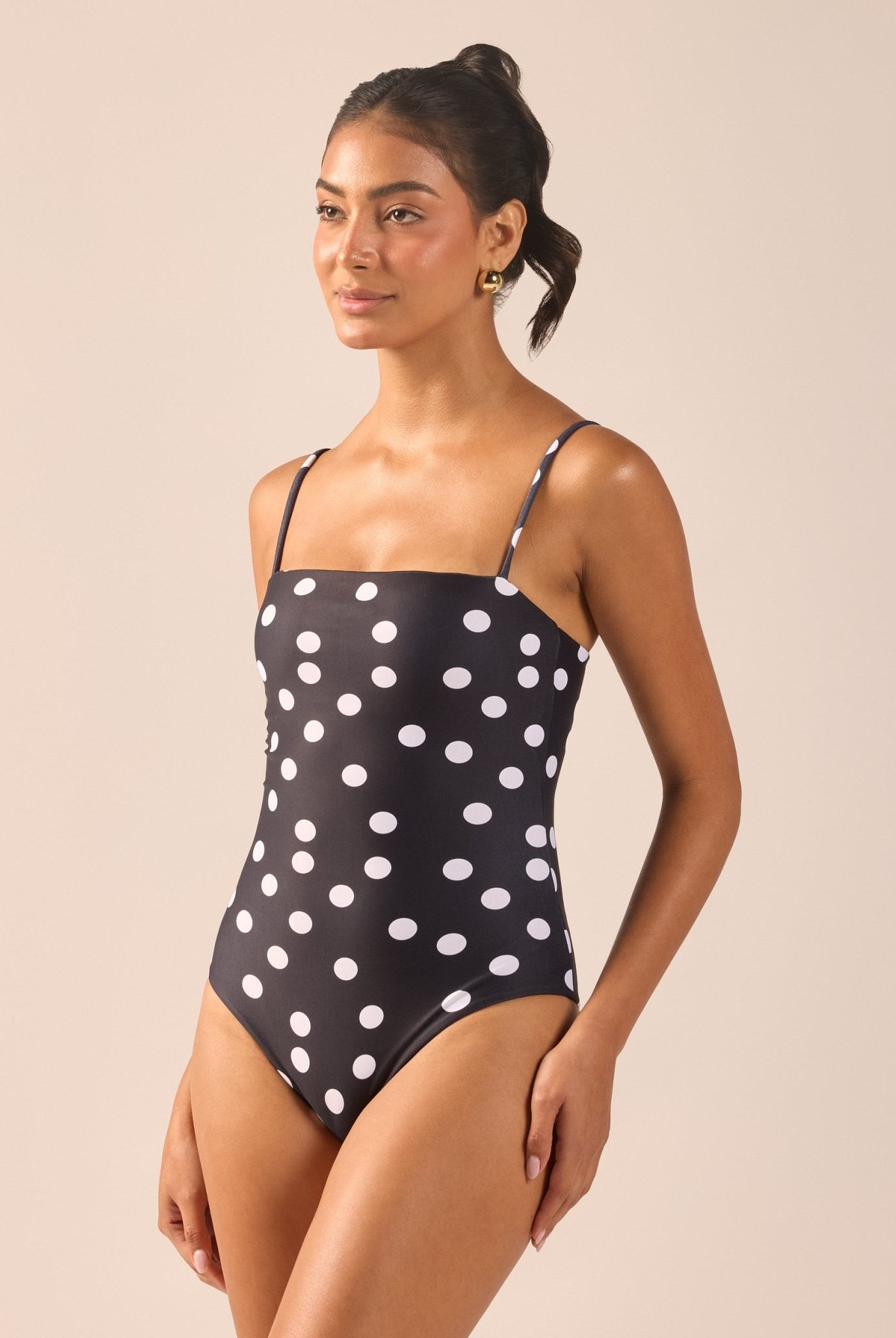 Black & White Polka Dot One Piece Swimsuit - shopaleena