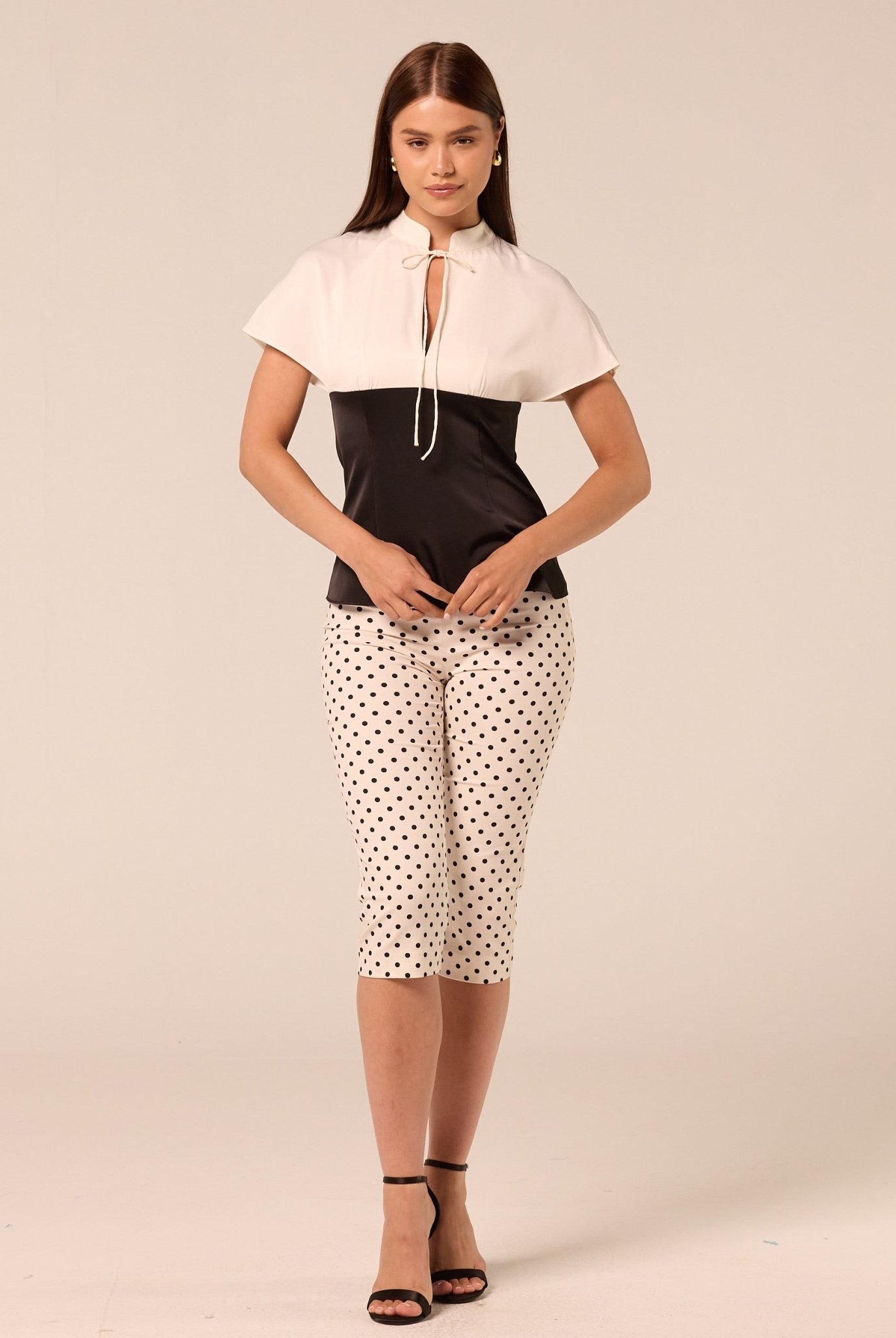 Black & White Satin Blouse - shopaleena