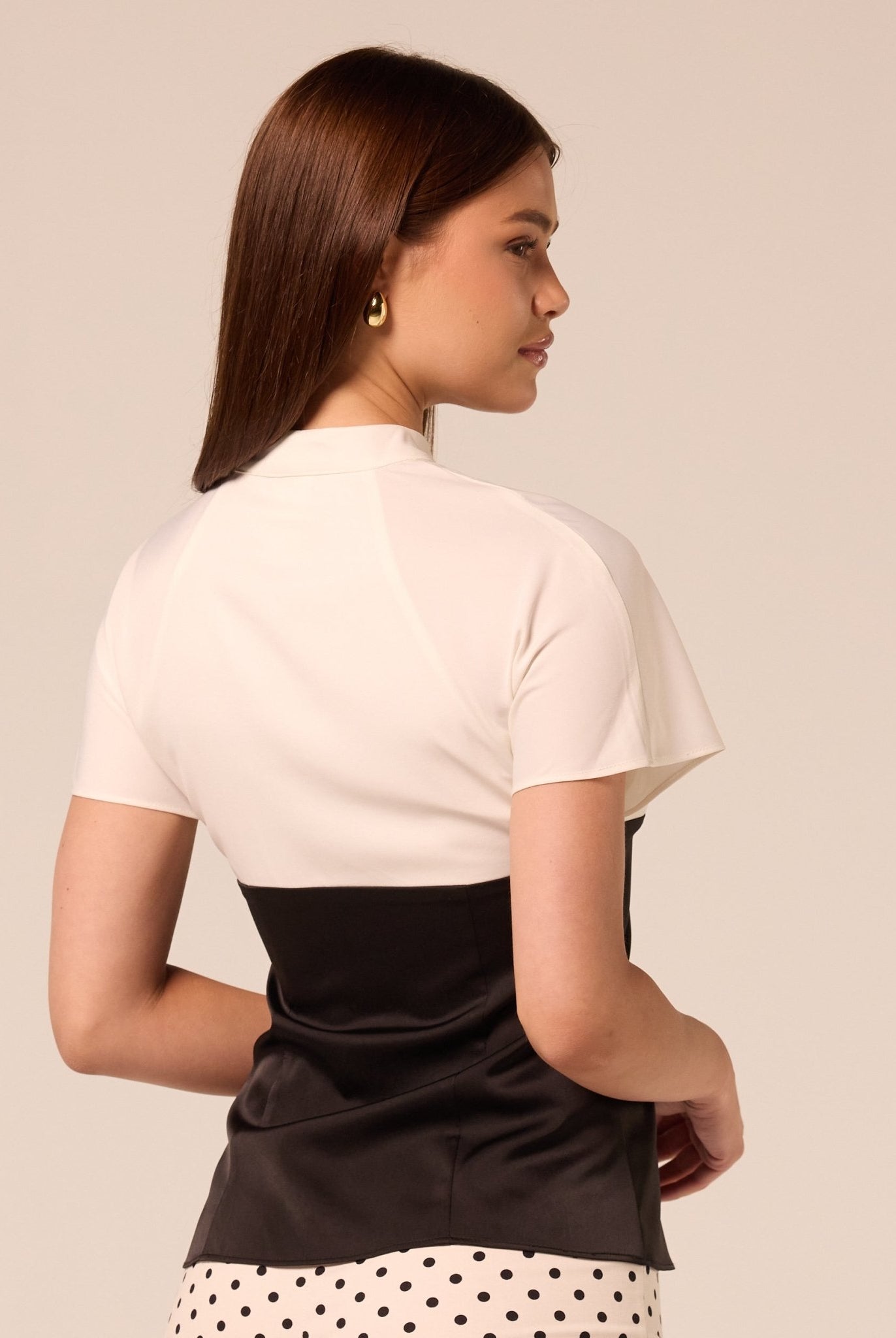 Black & White Satin Blouse - shopaleena