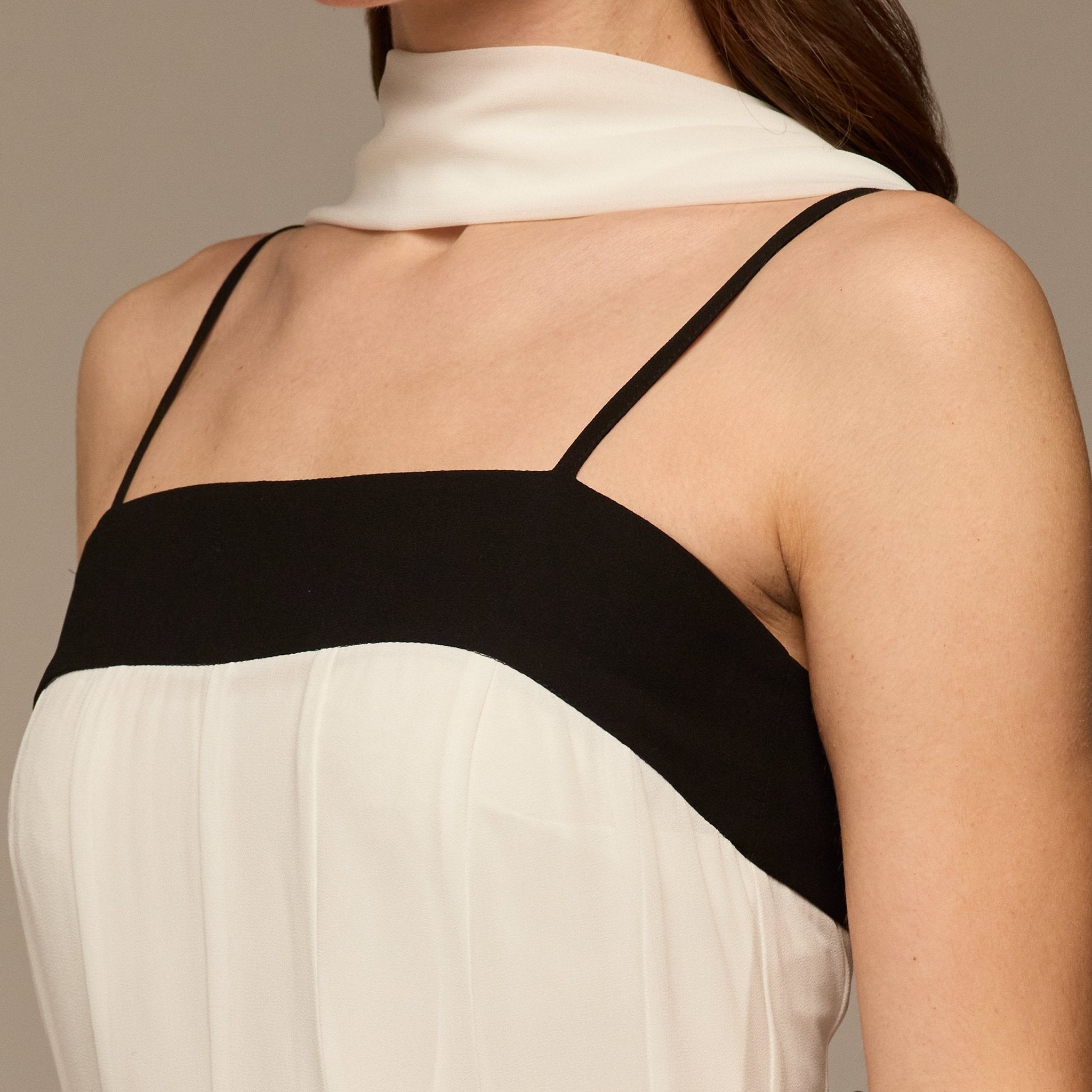 Black & White Spaghetti Straps Chiffon Maxi Dress - shopaleena