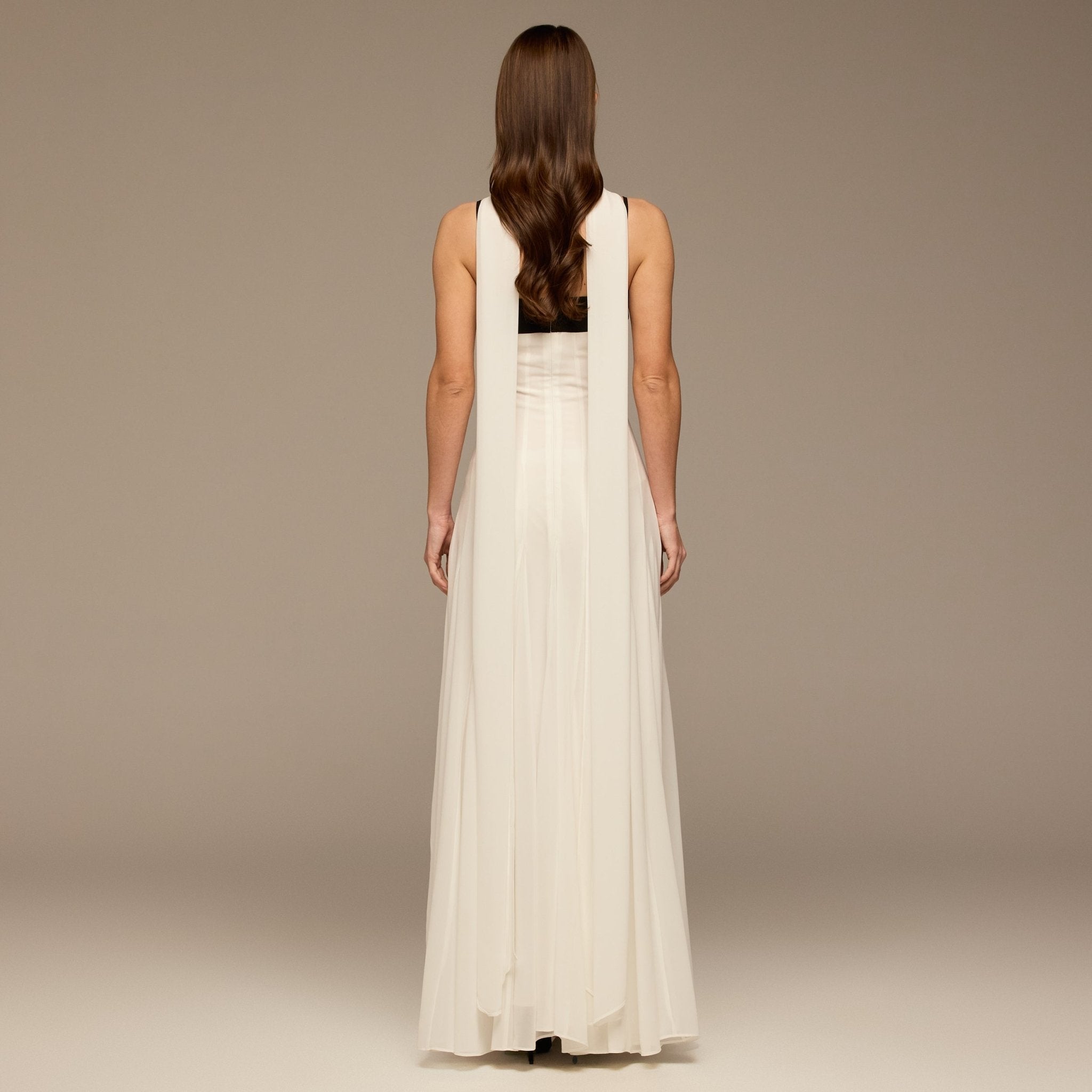 Black & White Spaghetti Straps Chiffon Maxi Dress - shopaleena