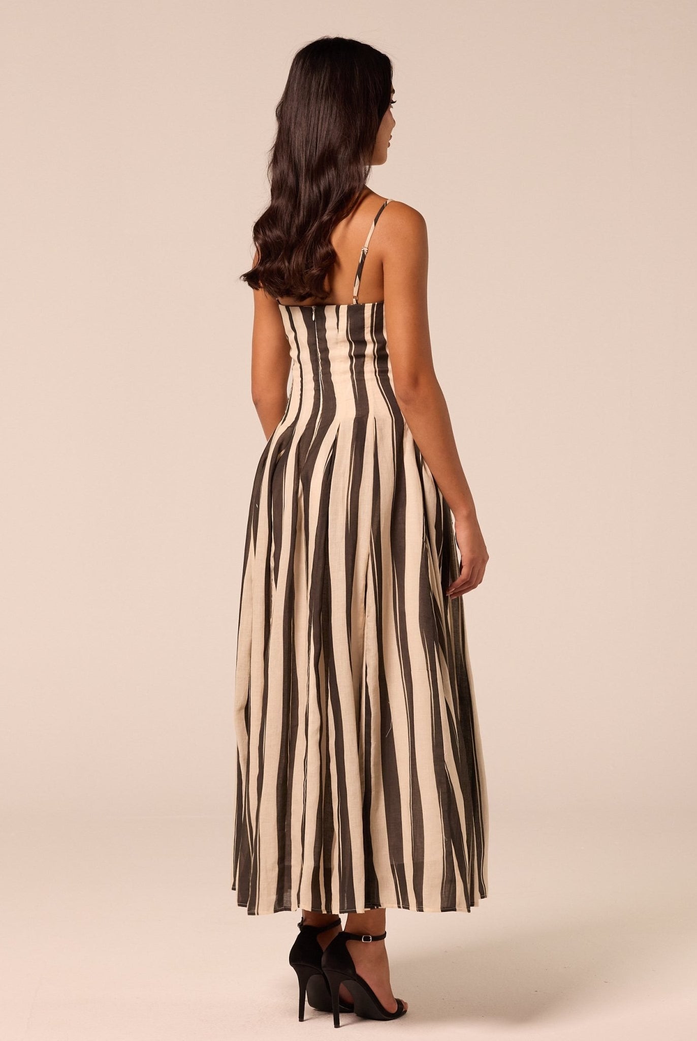 Black & White Striped Cotton Dress - shopaleena