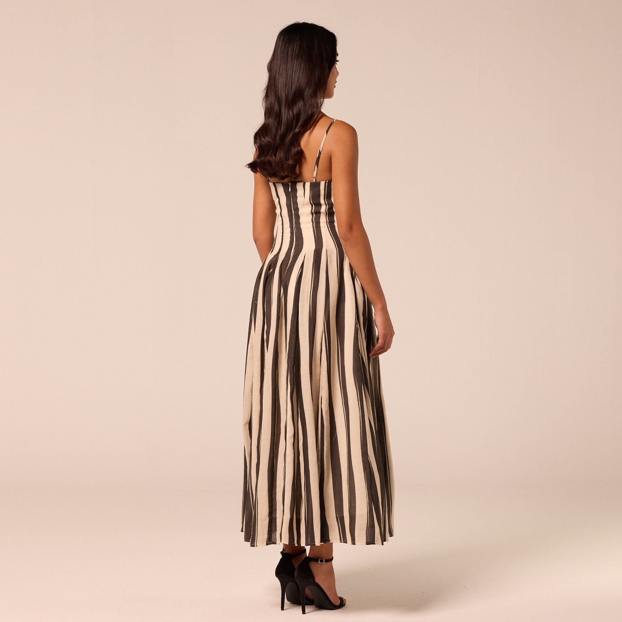 Black & White Striped Cotton Dress - shopaleena