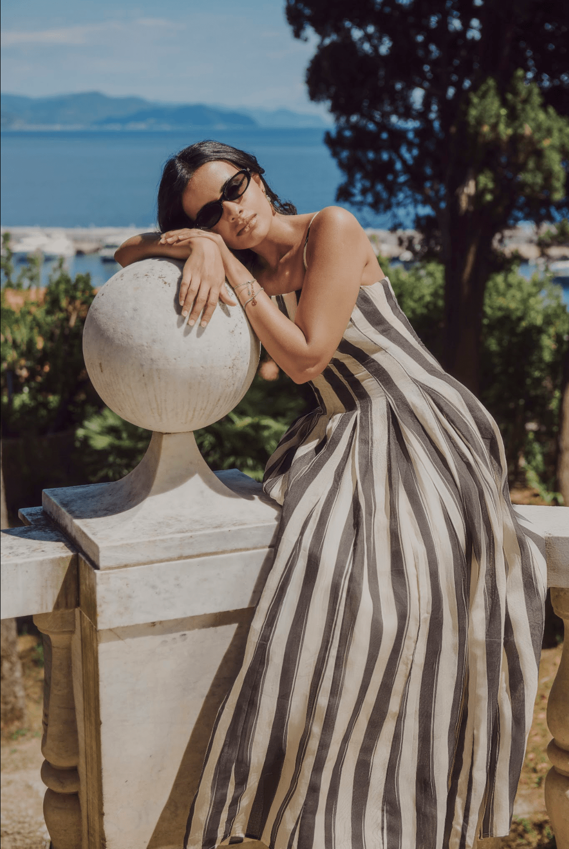 Black & White Striped Cotton Dress - shopaleena
