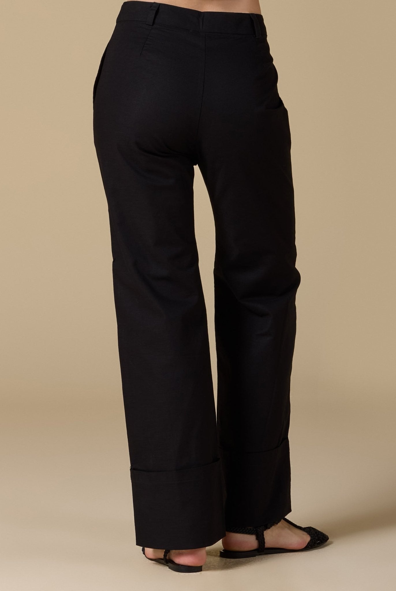 Black Wide leg linen pants - shopaleena