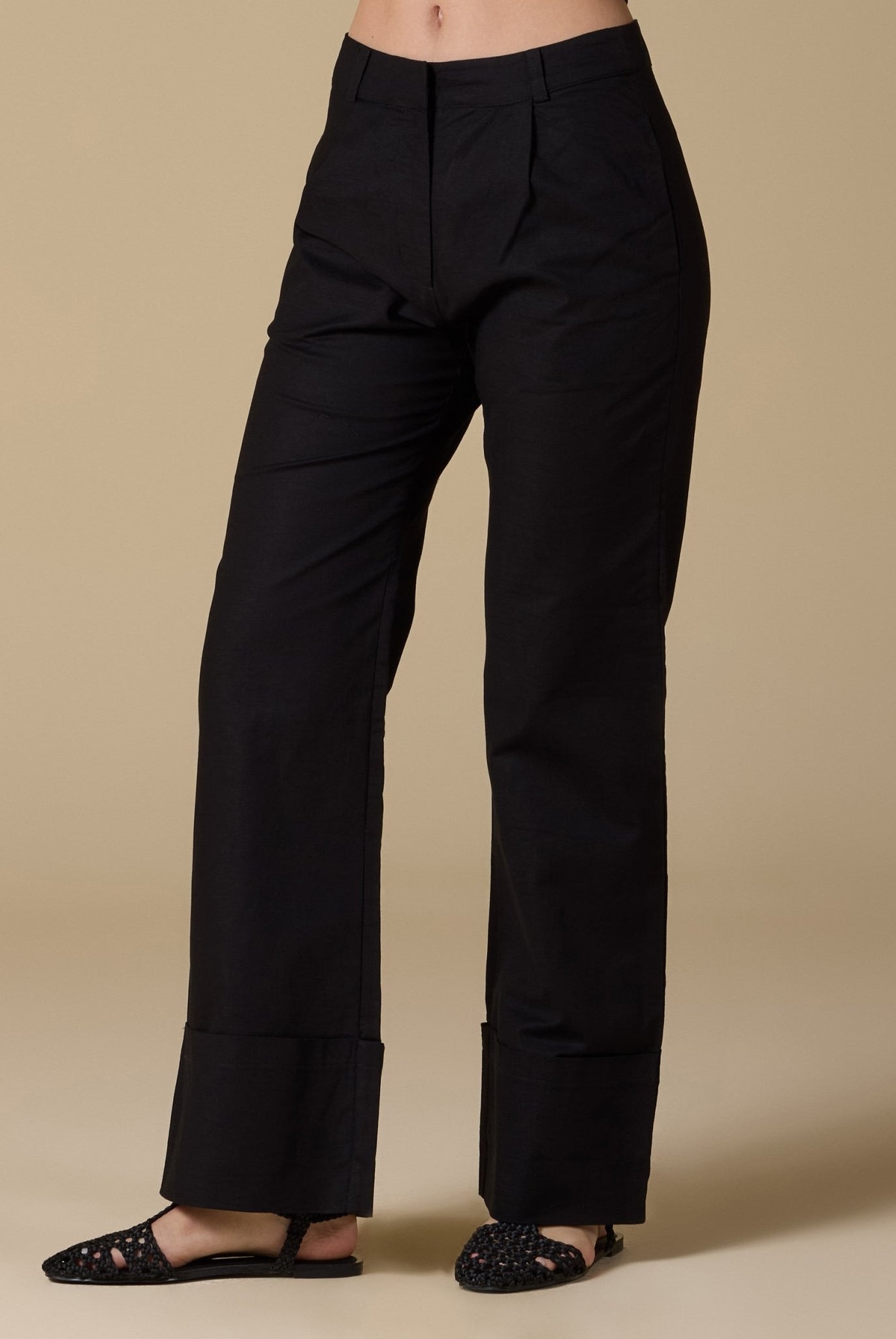 Black Wide leg linen pants - shopaleena