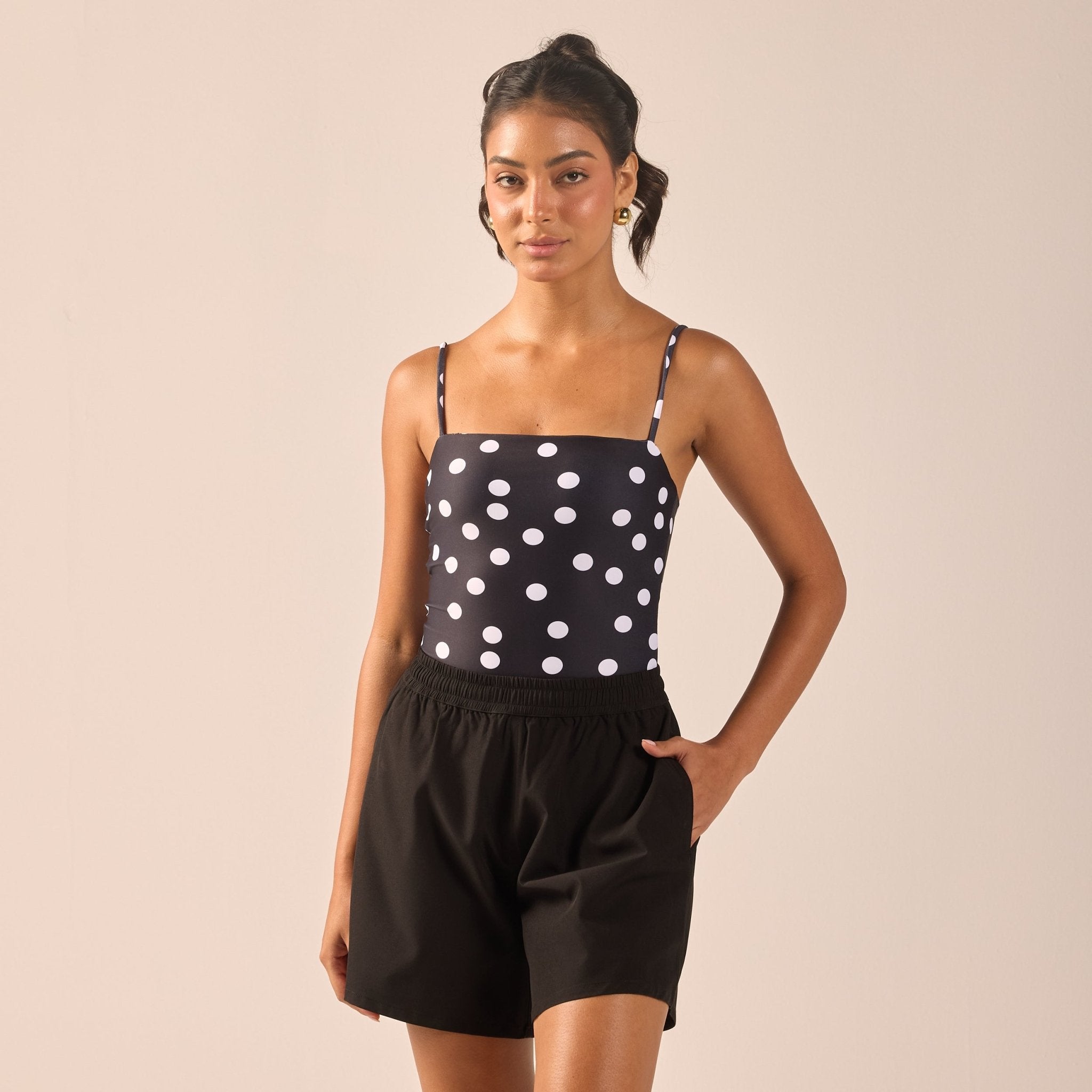 Black Wide Leg Swim Shorts - shopaleena
