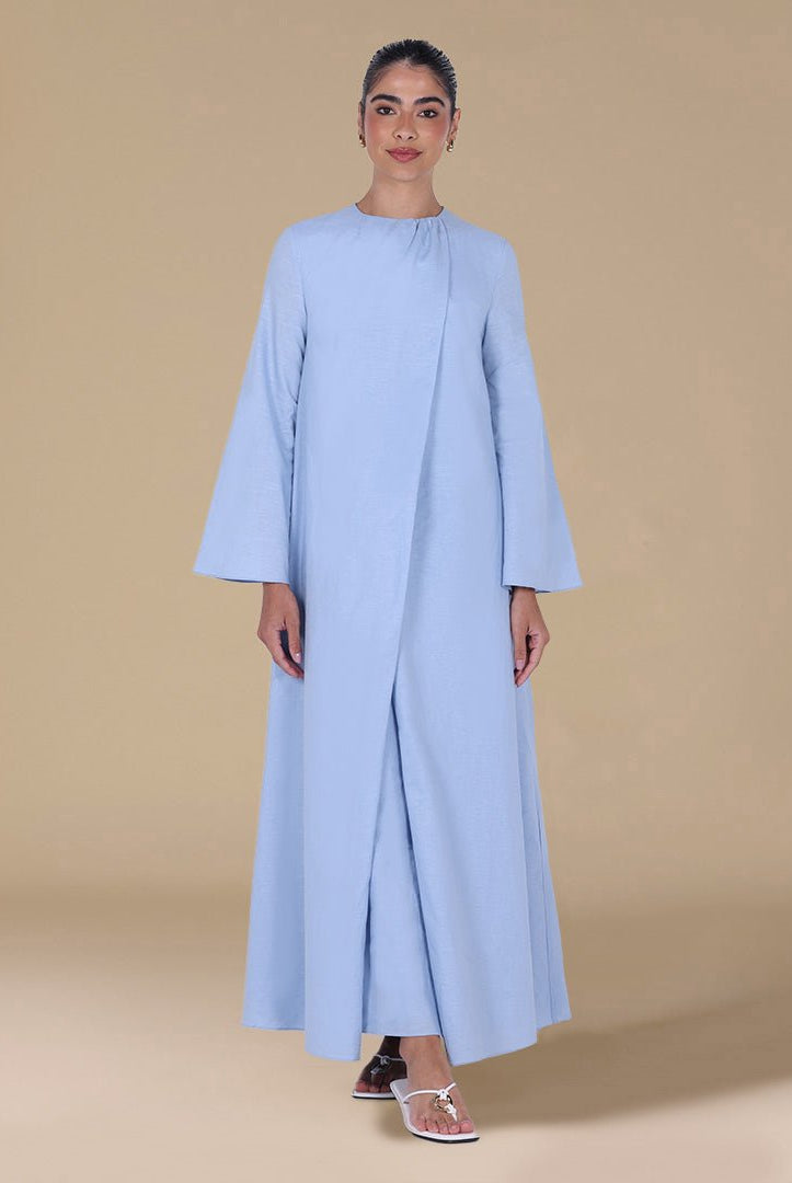 Blend Set with Gathered Details and Wide Leg Pants - shopaleena