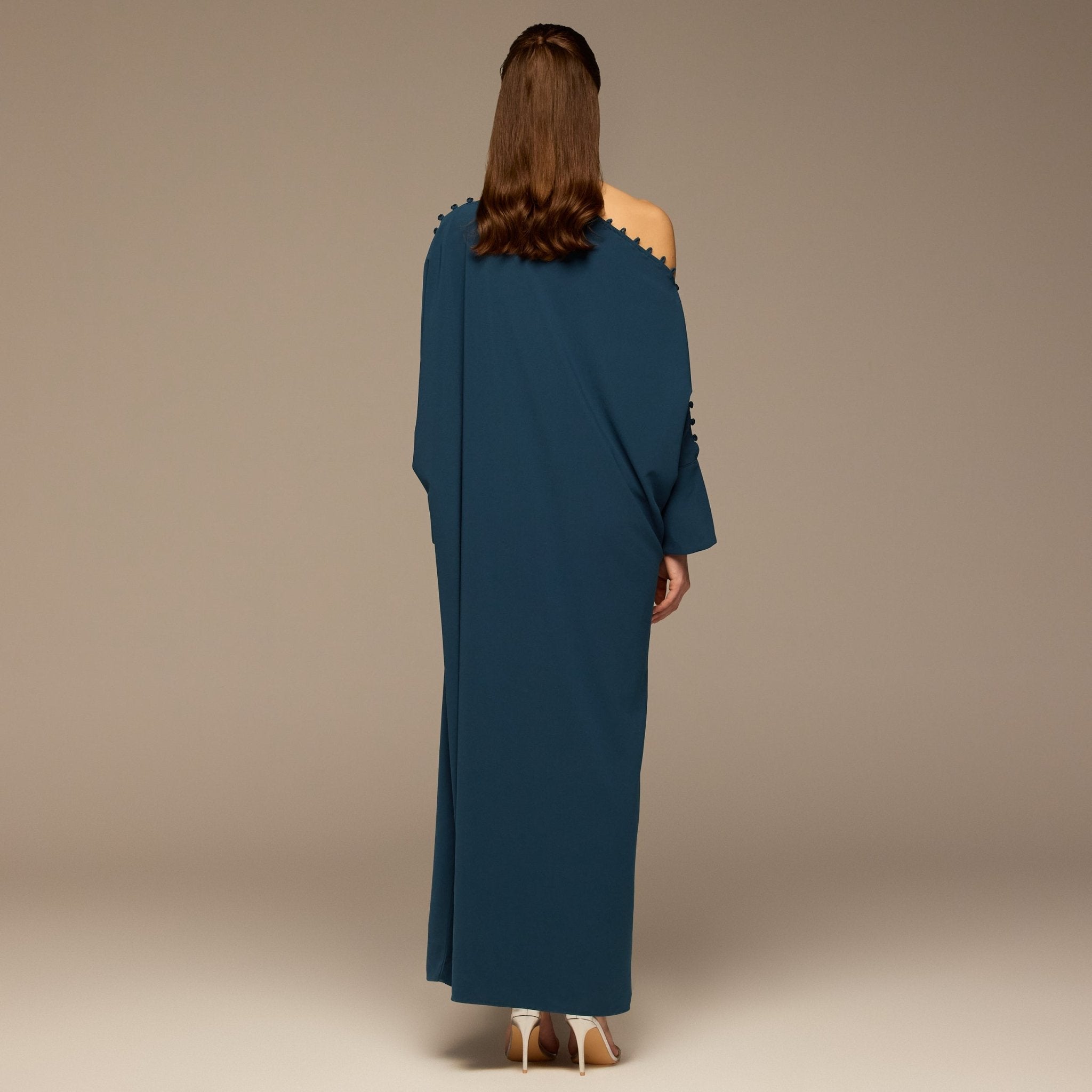Blue Asymmetric Crepe Kaftan - shopaleena