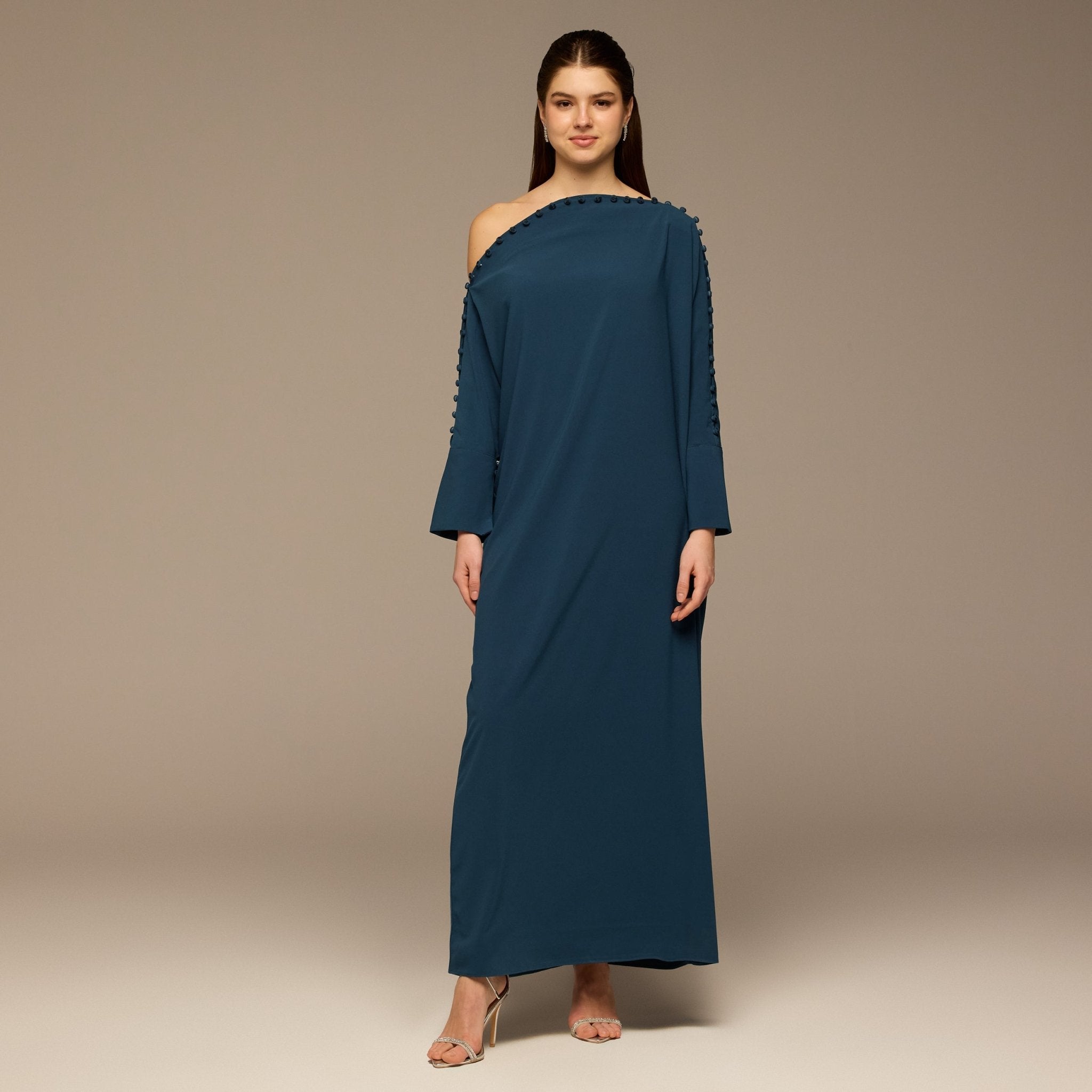 Blue Asymmetric Crepe Kaftan - shopaleena
