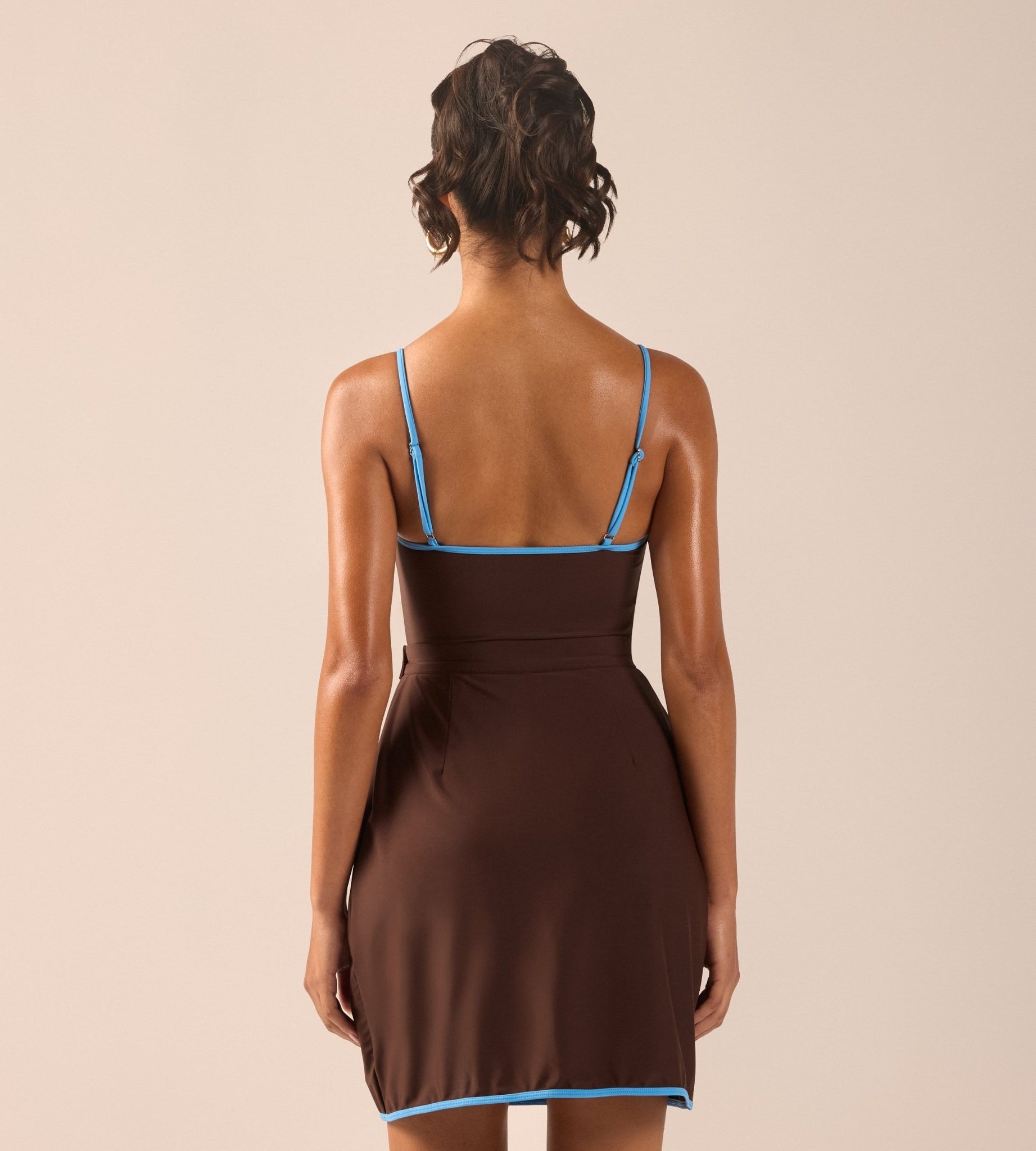 Blue & Brown Swim Skirt - shopaleena