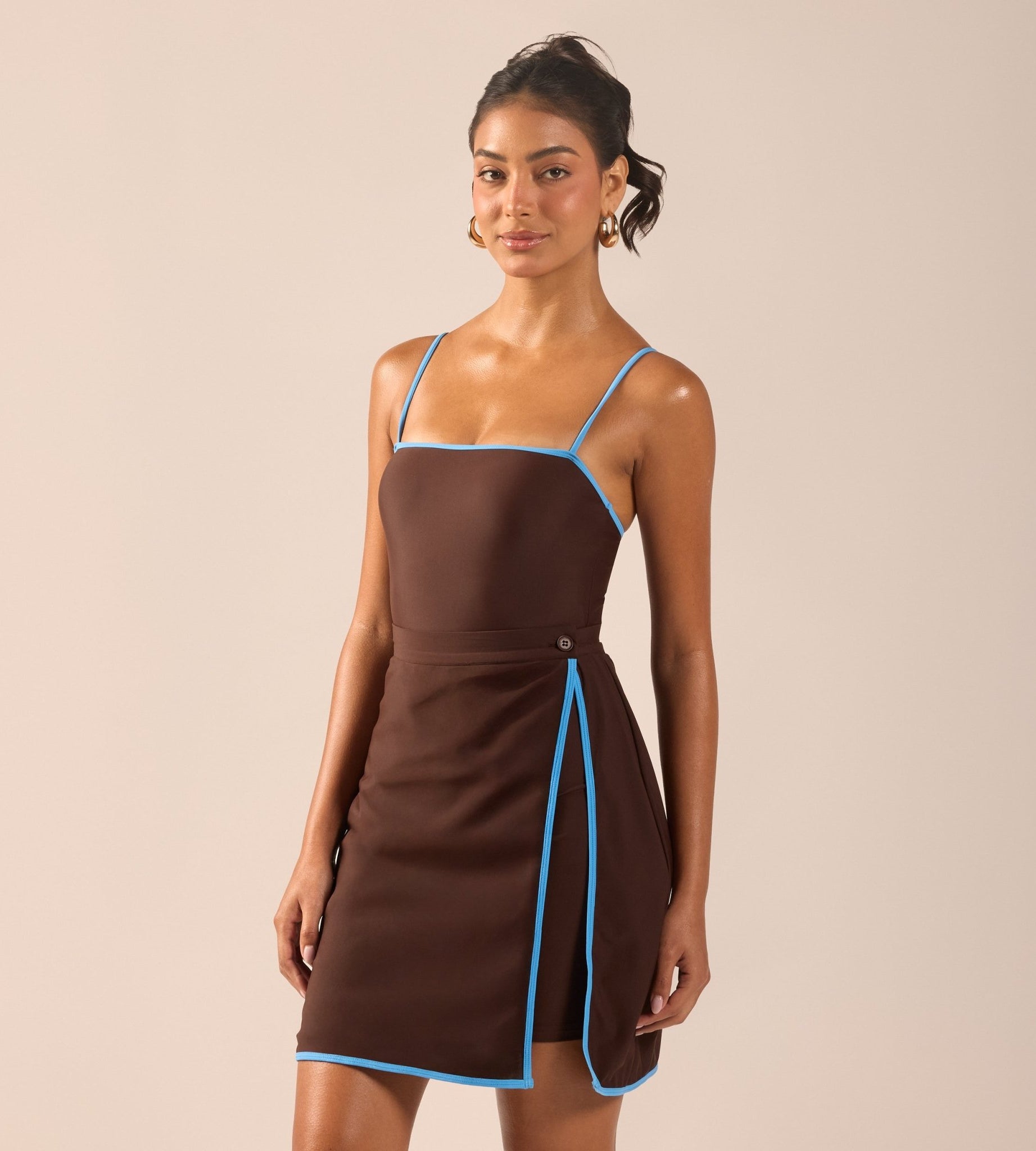 Blue & Brown Swim Skirt - shopaleena