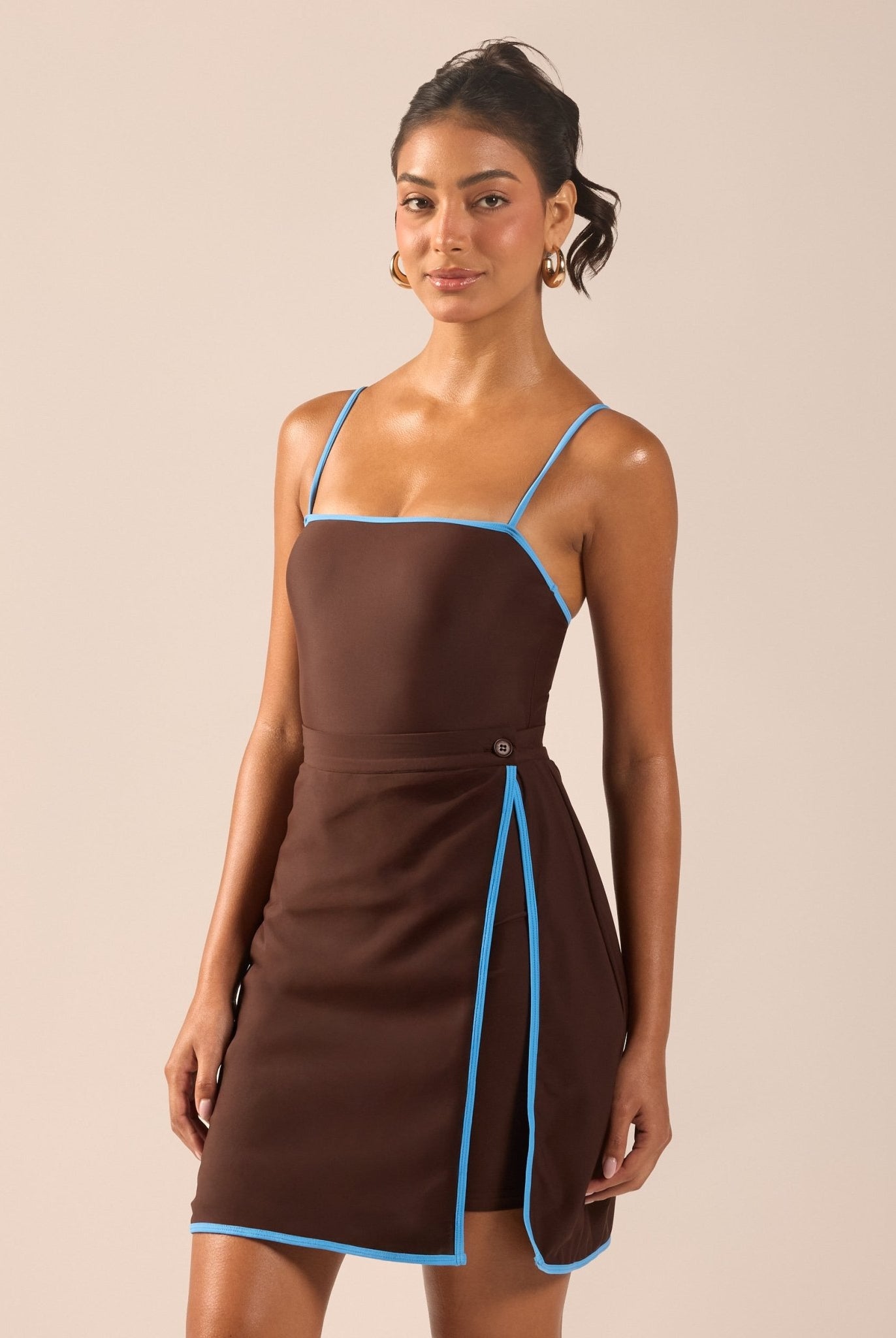 Blue & Brown Swim Skirt - shopaleena