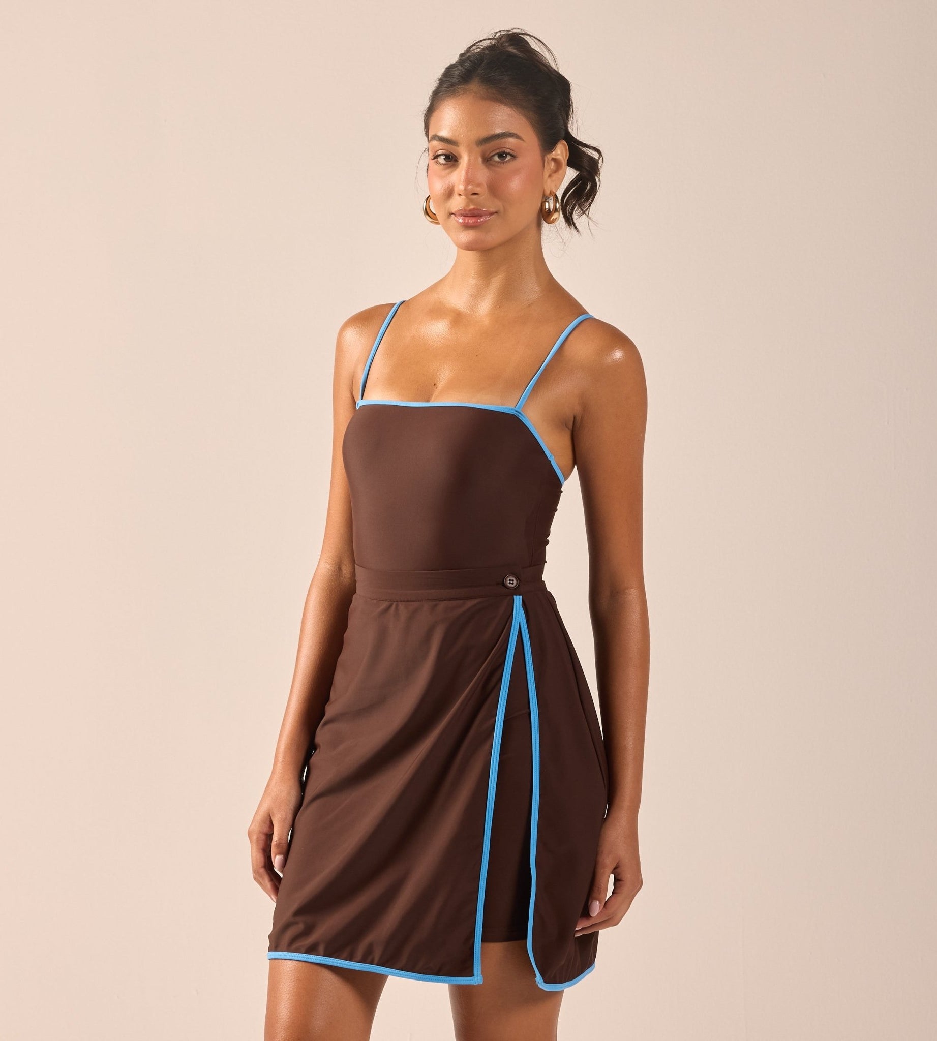 Blue & Brown Swim Skirt - shopaleena