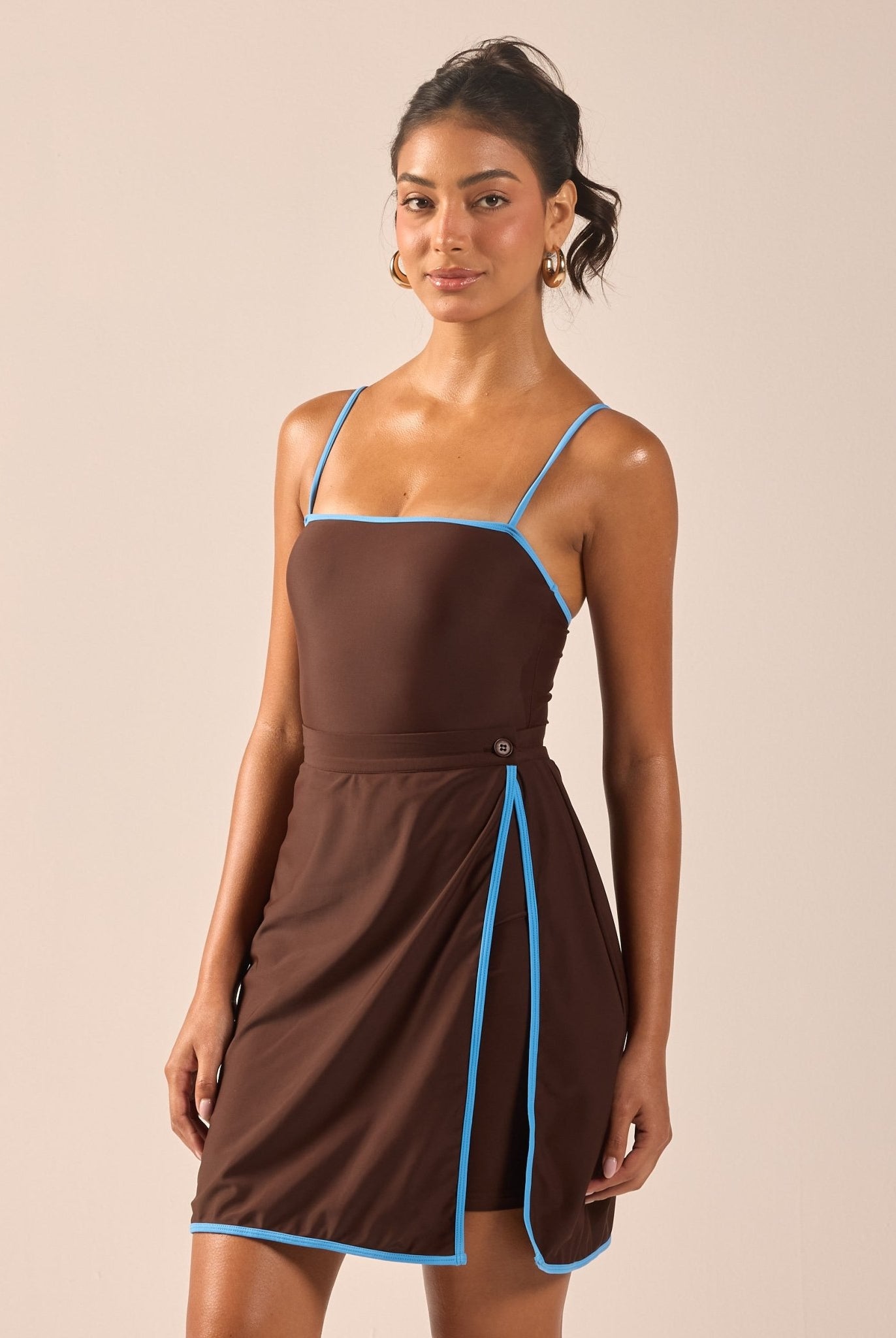 Blue & Brown Swim Skirt - shopaleena