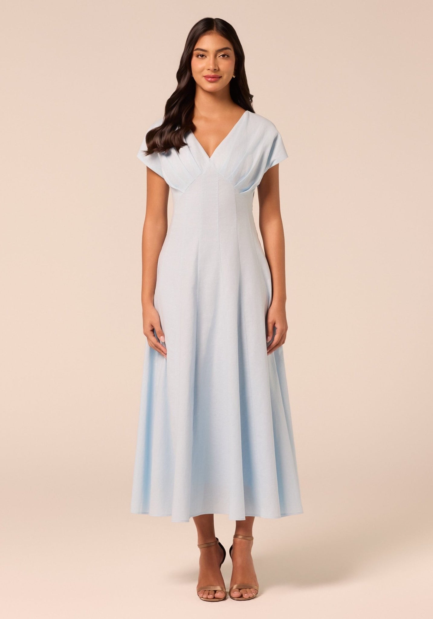 Blue Kimono Sleeve Linen Dress - shopaleena