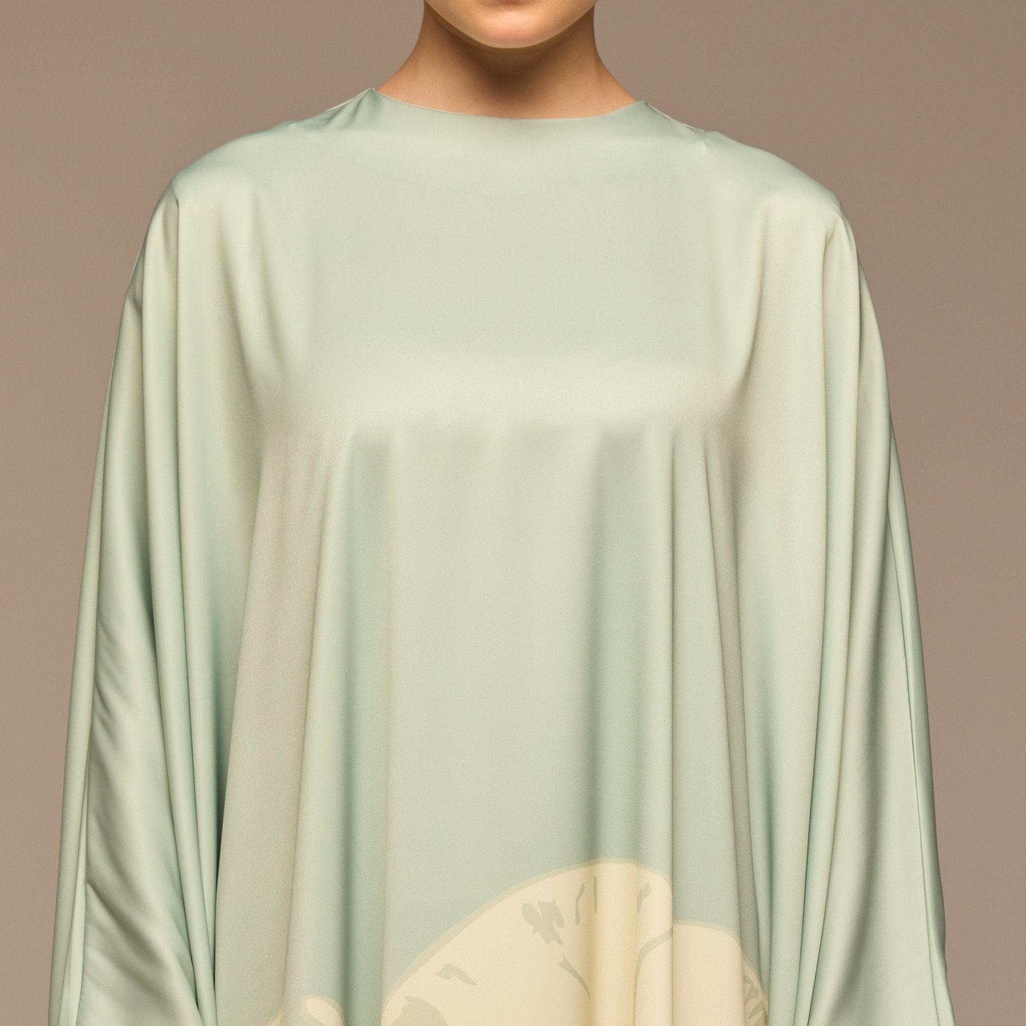 Blue Printed Satin Kaftan - shopaleena