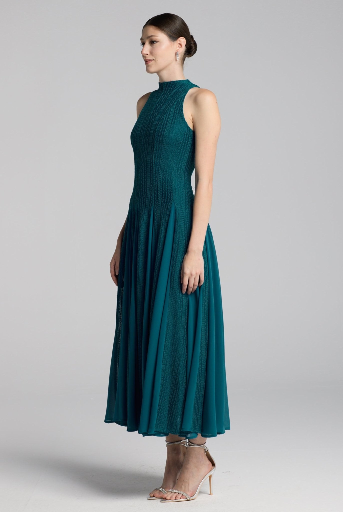 Blue Sleeveless Godet Maxi Dress - shopaleena