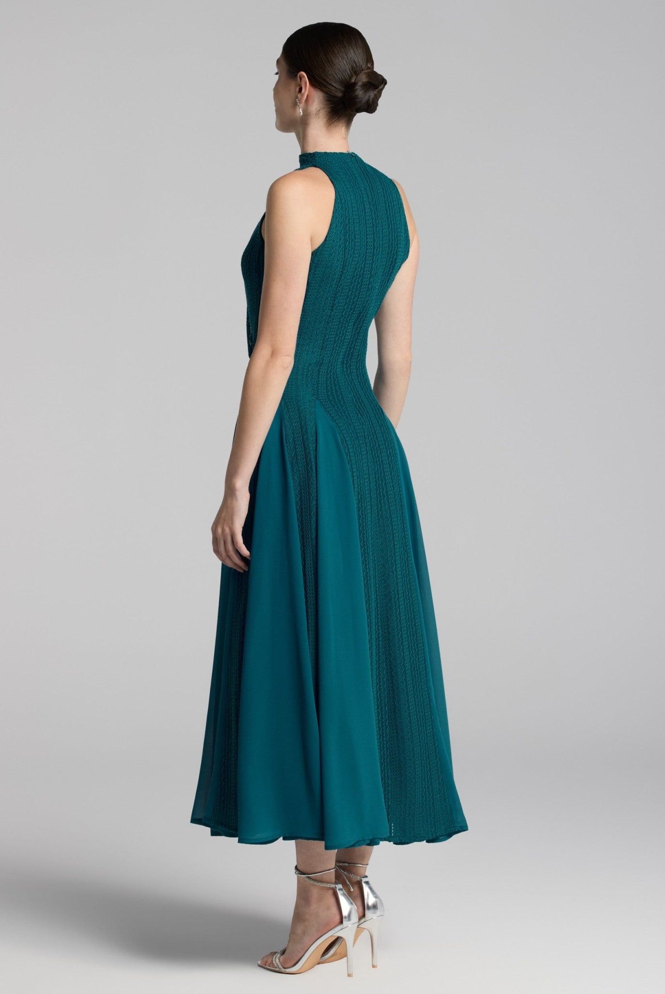 Blue Sleeveless Godet Maxi Dress - shopaleena