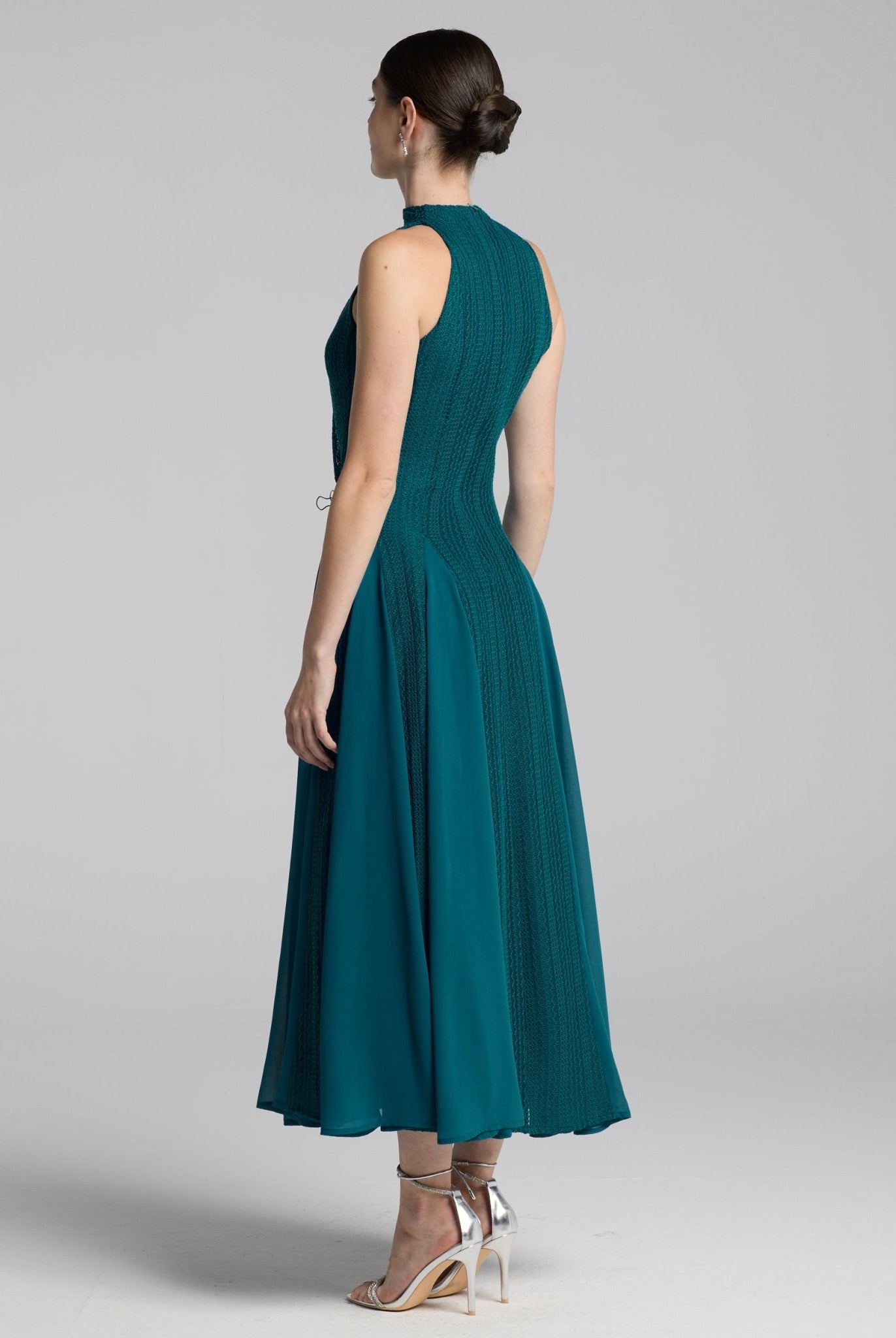 Blue Sleeveless Godet Maxi Dress - shopaleena